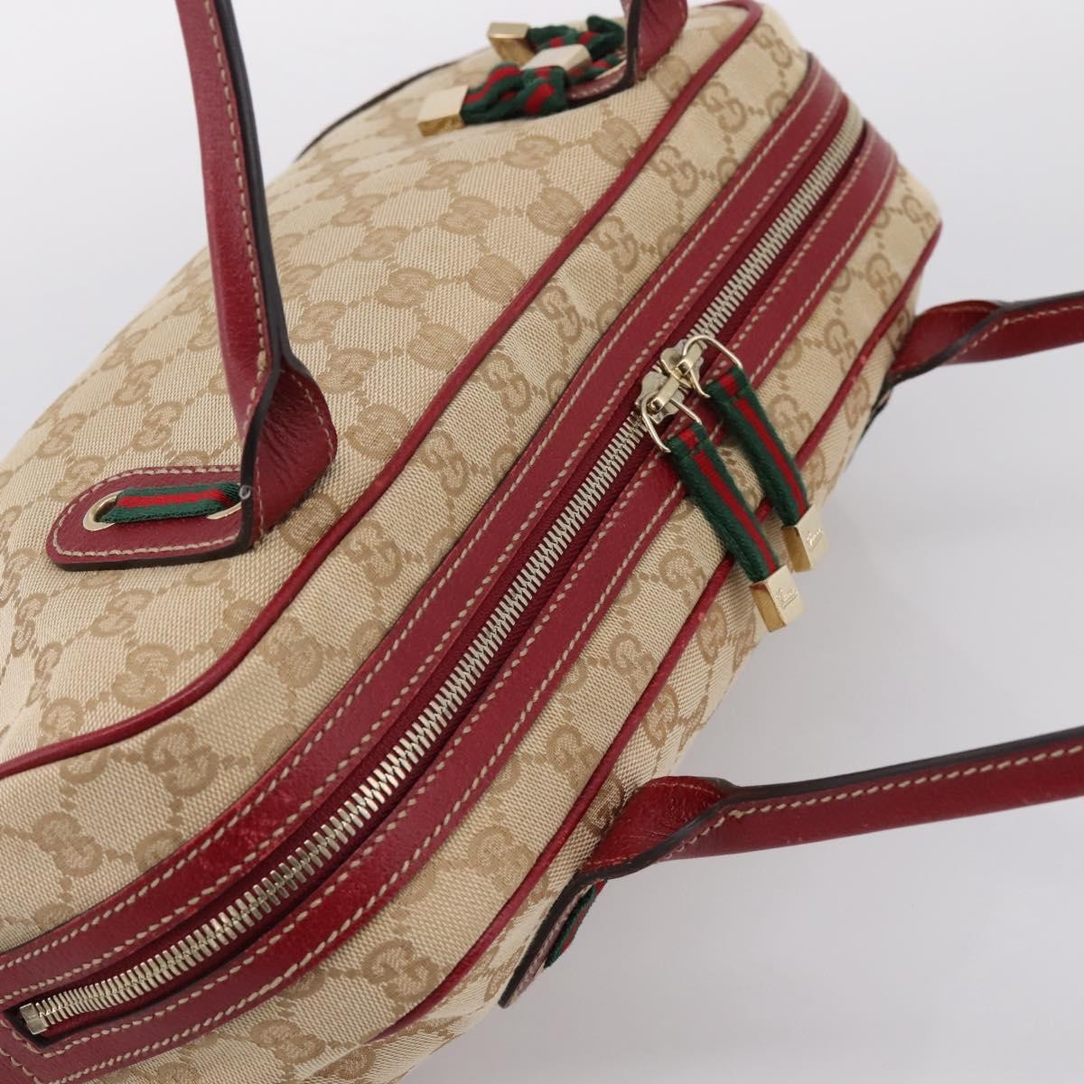 Gucci Princy Boston Gg Canvas Beige Canvas Handbag (Pre-Owned)