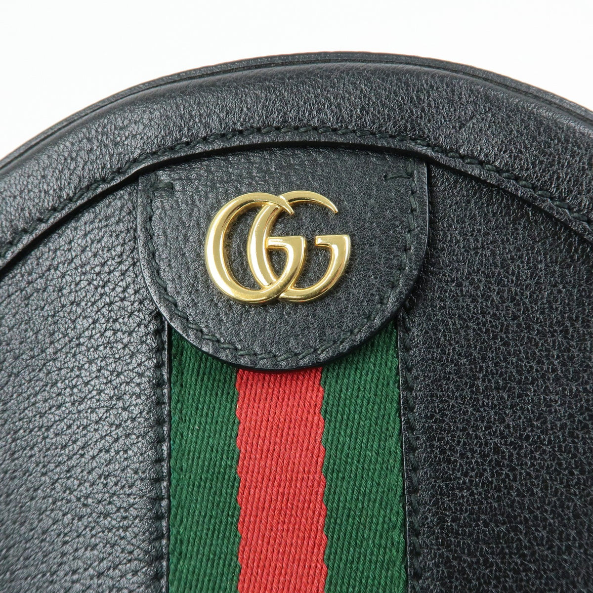 Gucci Ophidia Round Leather Black Leather Shoulder Bag Bag (Pre-Owned)