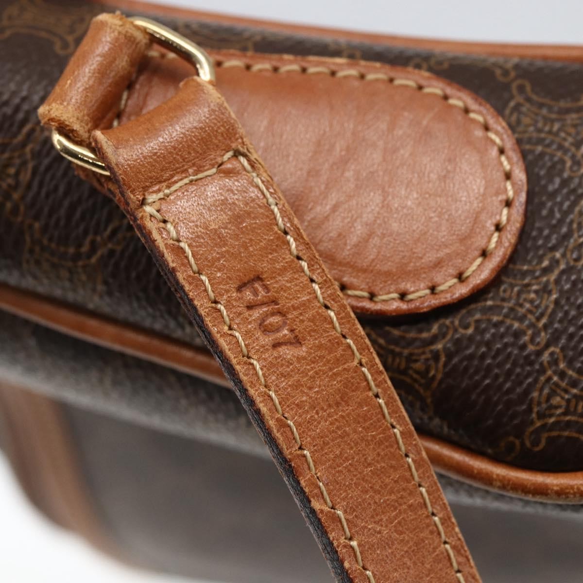 Celine Vintage Macadam Canvas And Leather Brown Canvas Shoulder Bag Bag (Pre-Owned)