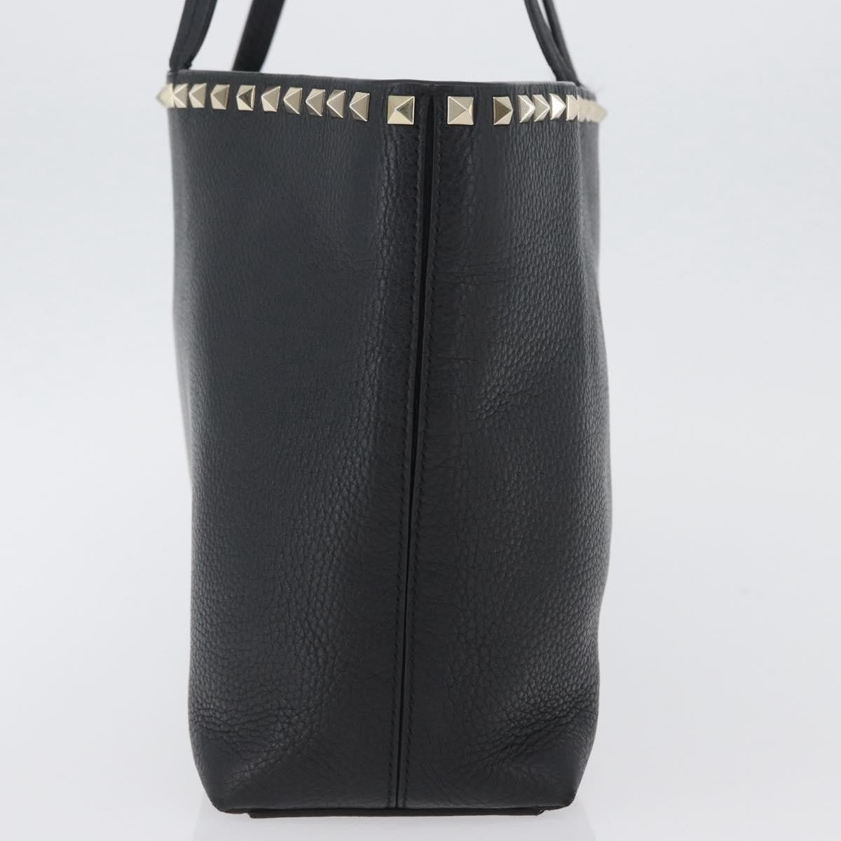 Valentino Garavani Rockstud Shopping Tote Leather Black Leather Tote Bag Bag (Pre-Owned)