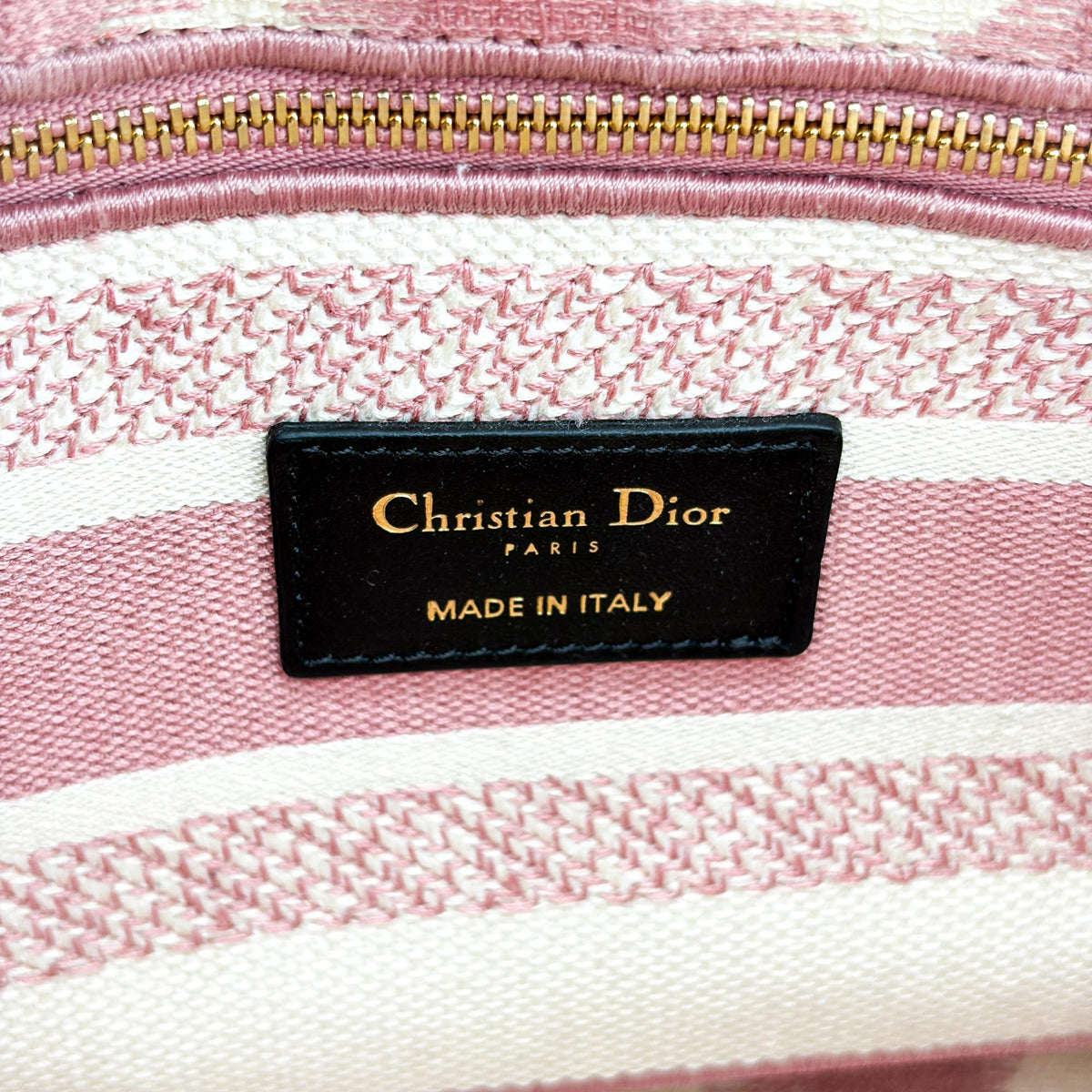 Christian Dior Lady D-Lite Embroidered Canvas Pink Canvas Handbag (Pre-Owned)