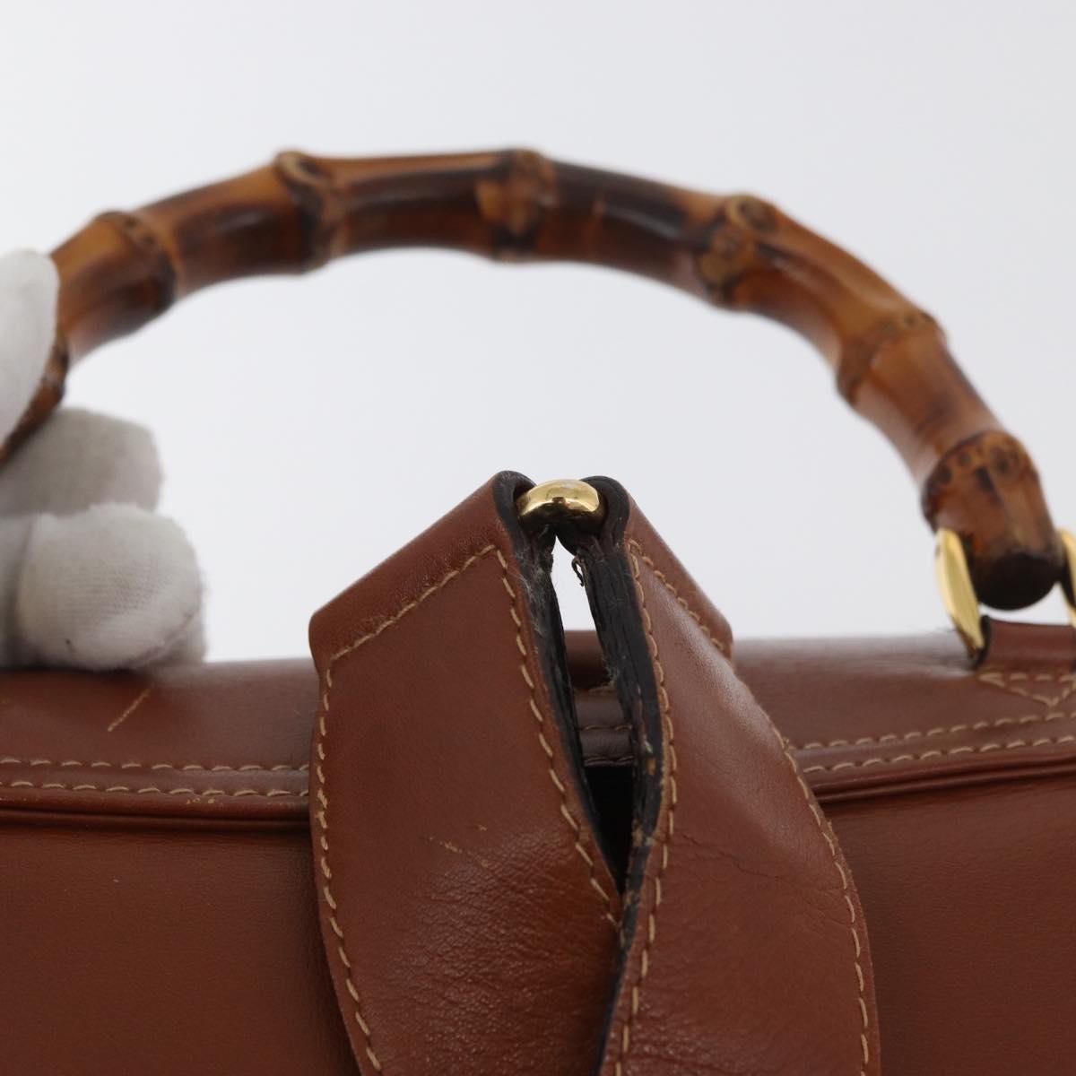 Gucci Vintage Bamboo Leather Brown Leather Backpack Bag (Pre-Owned)