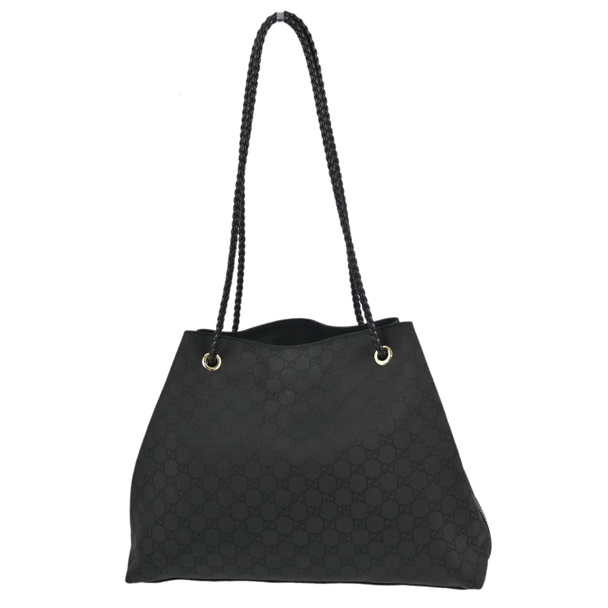 Gucci Vintage Open Shoulder Bag (Outlet) Gg Canvas With Leather Black Canvas Shoulder Bag Bag (Pre-Owned)