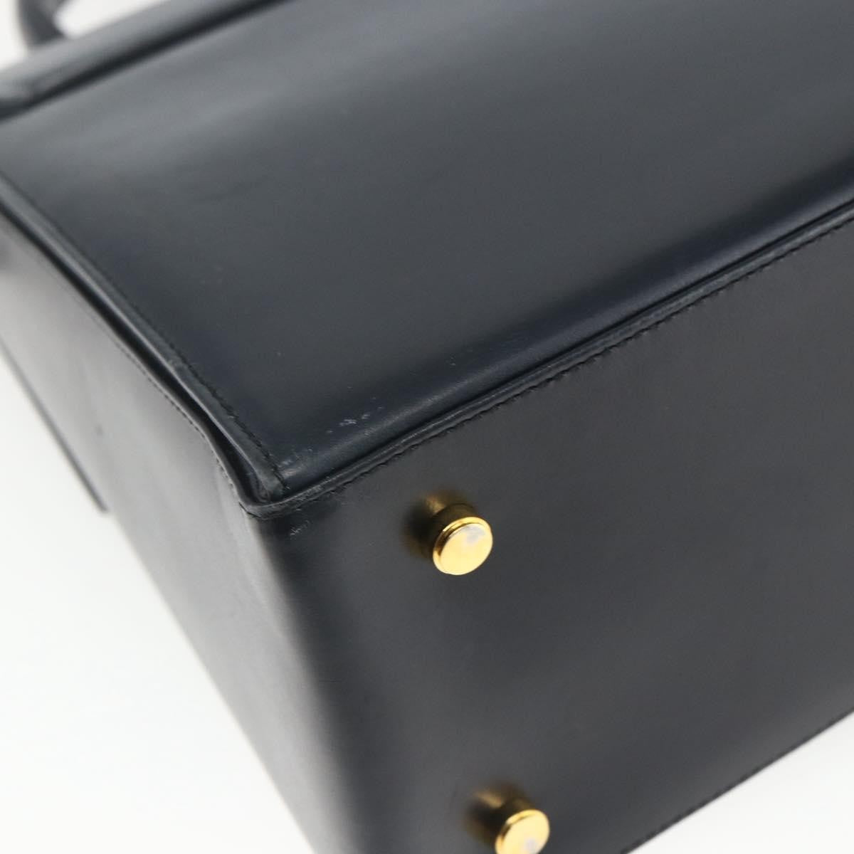 Salvatore Ferragamo Gancini Convertible Top Handle Leather Navy Leather Handbag (Pre-Owned)
