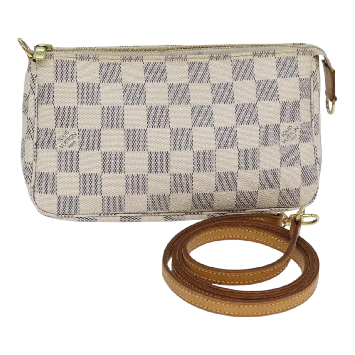 Louis Vuitton Pochette Accessoire Beige Canvas Clutch Bag (Pre-Owned)
