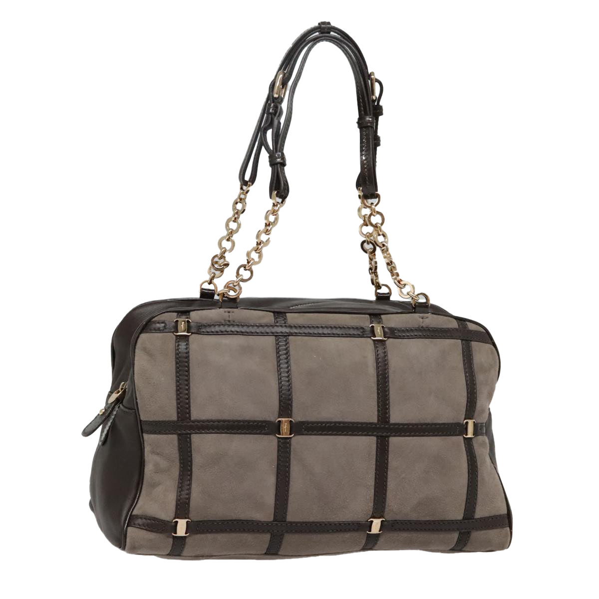 Salvatore Ferragamo Grey Suede Shoulder Bag (Pre-Owned)
