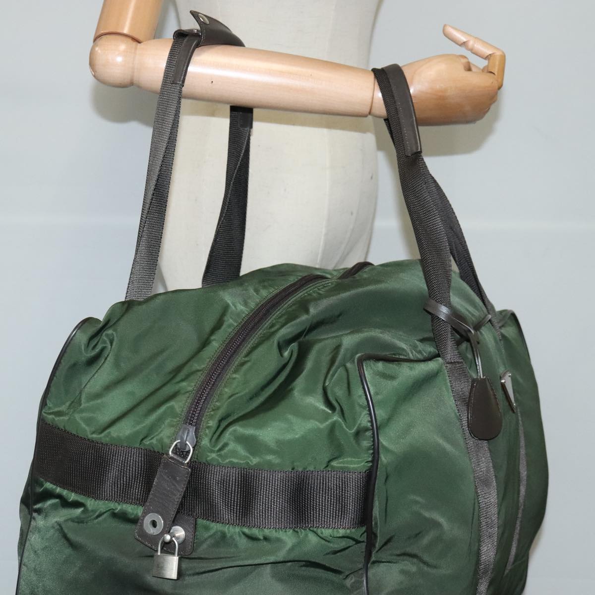 Prada Re-Nylon Khaki Synthetic Travel Bag (Pre-Owned)