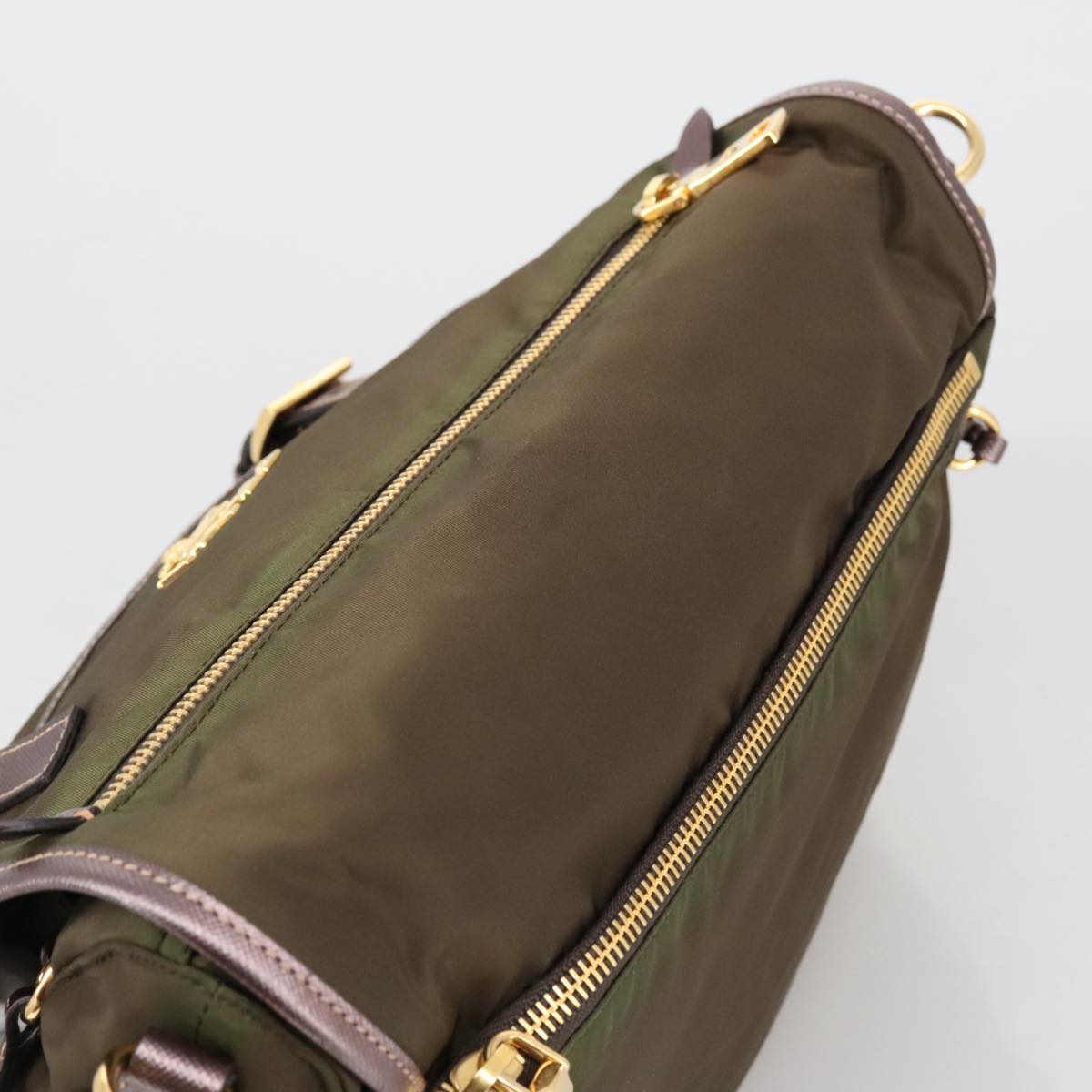 Prada Tessuto Brown Canvas Shoulder Bag (Pre-Owned)
