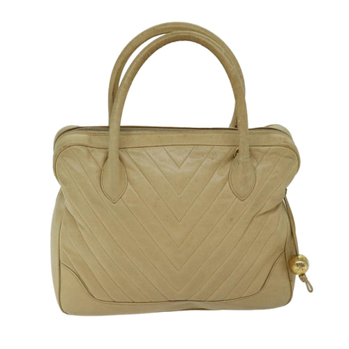 Chanel Bourses Beige Leather Handbag (Pre-Owned)