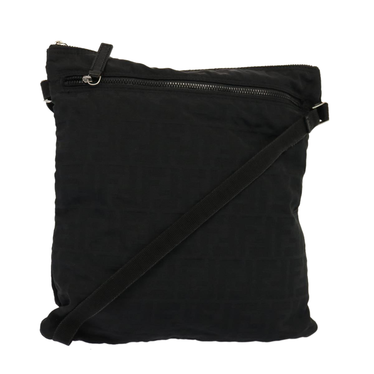 Fendi Zucca Black Canvas Shoulder Bag (Pre-Owned)