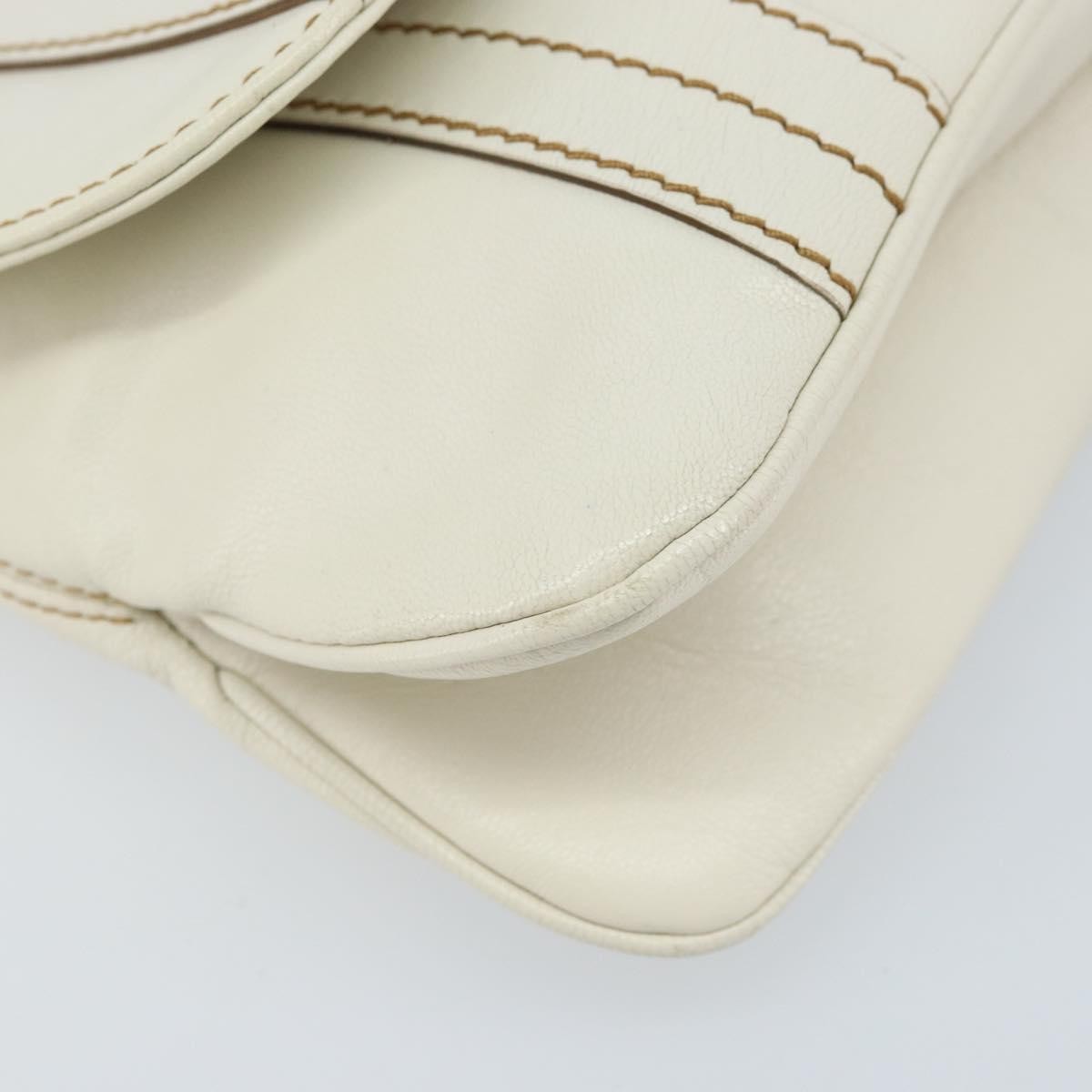 Gucci Vintage Leather White Leather Handbag (Pre-Owned)