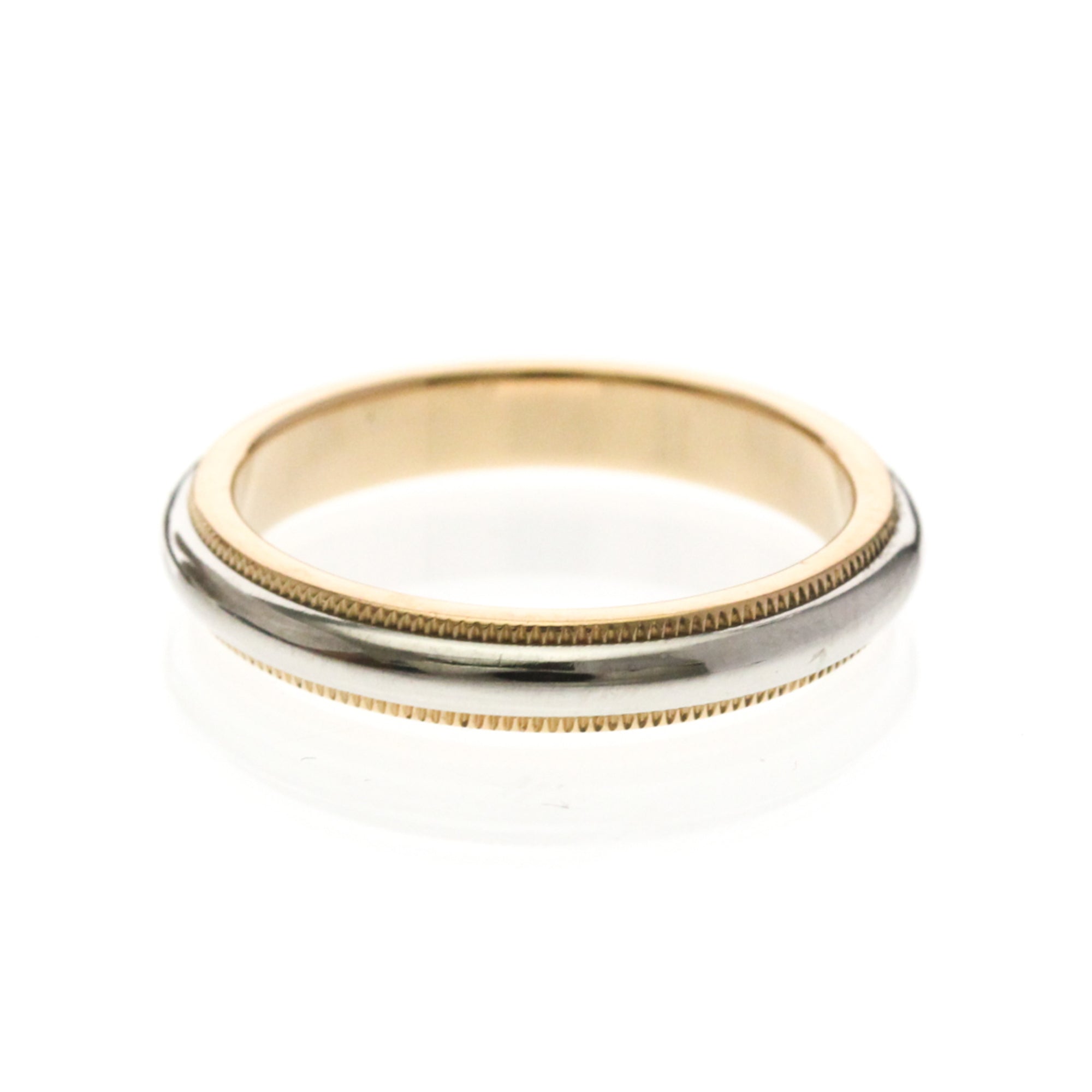 Tiffany & Co. Two-Tone Milgrain Wedding Band Platinum And 18K Pink Gold Pink Pink_Gold Ring Jewelry (Pre-Owned)
