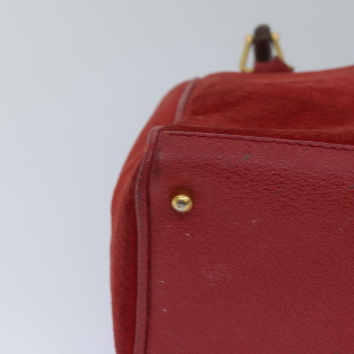 Gucci Bamboo Red Suede Handbag (Pre-Owned)