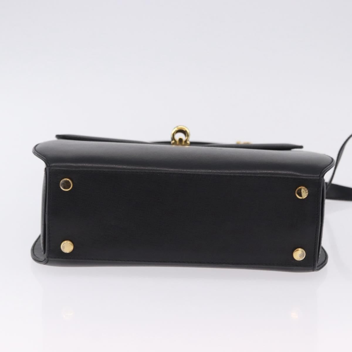 Salvatore Ferragamo Gancini Leather Black Leather Handbag (Pre-Owned)