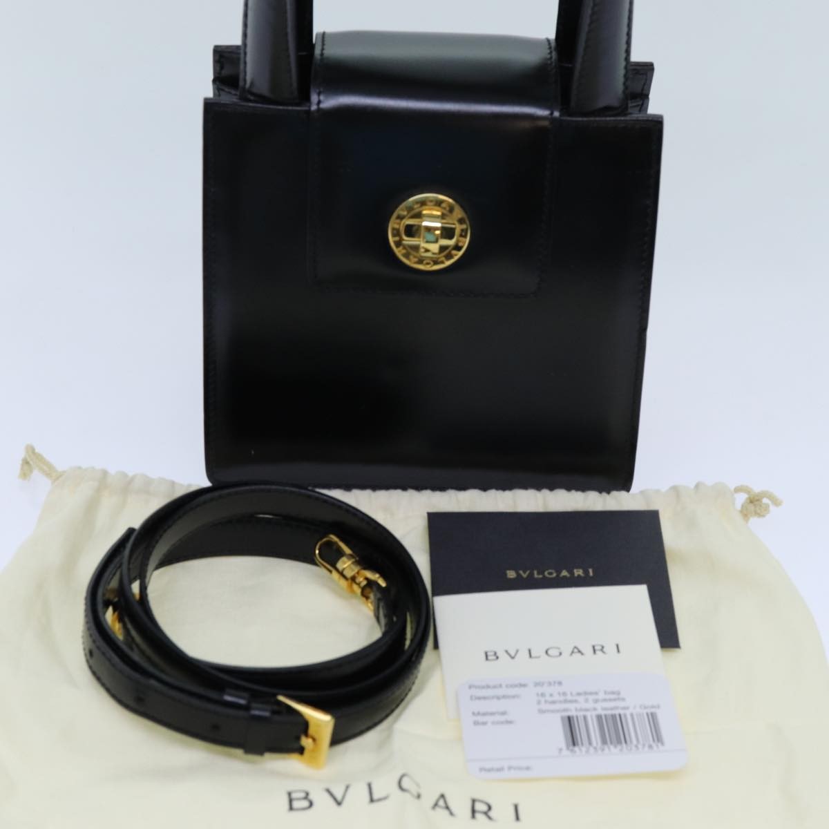 Bvlgari Handbag Leather Black Leather Handbag (Pre-Owned)