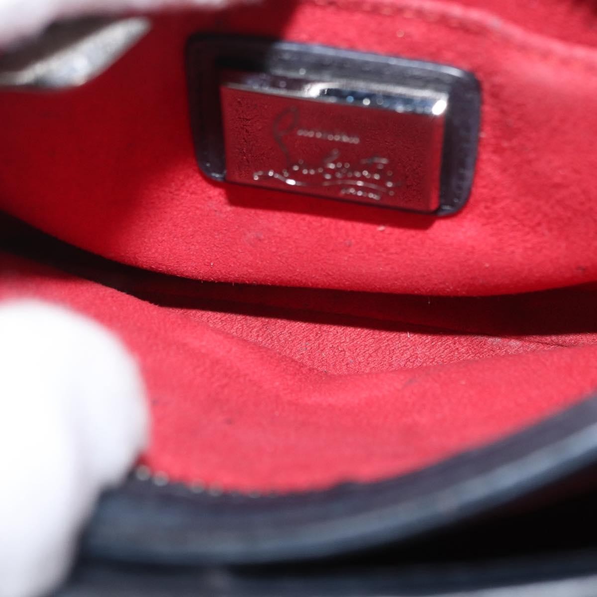 Christian Louboutin Triloubi Chain Leather Black Leather Handbag (Pre-Owned)