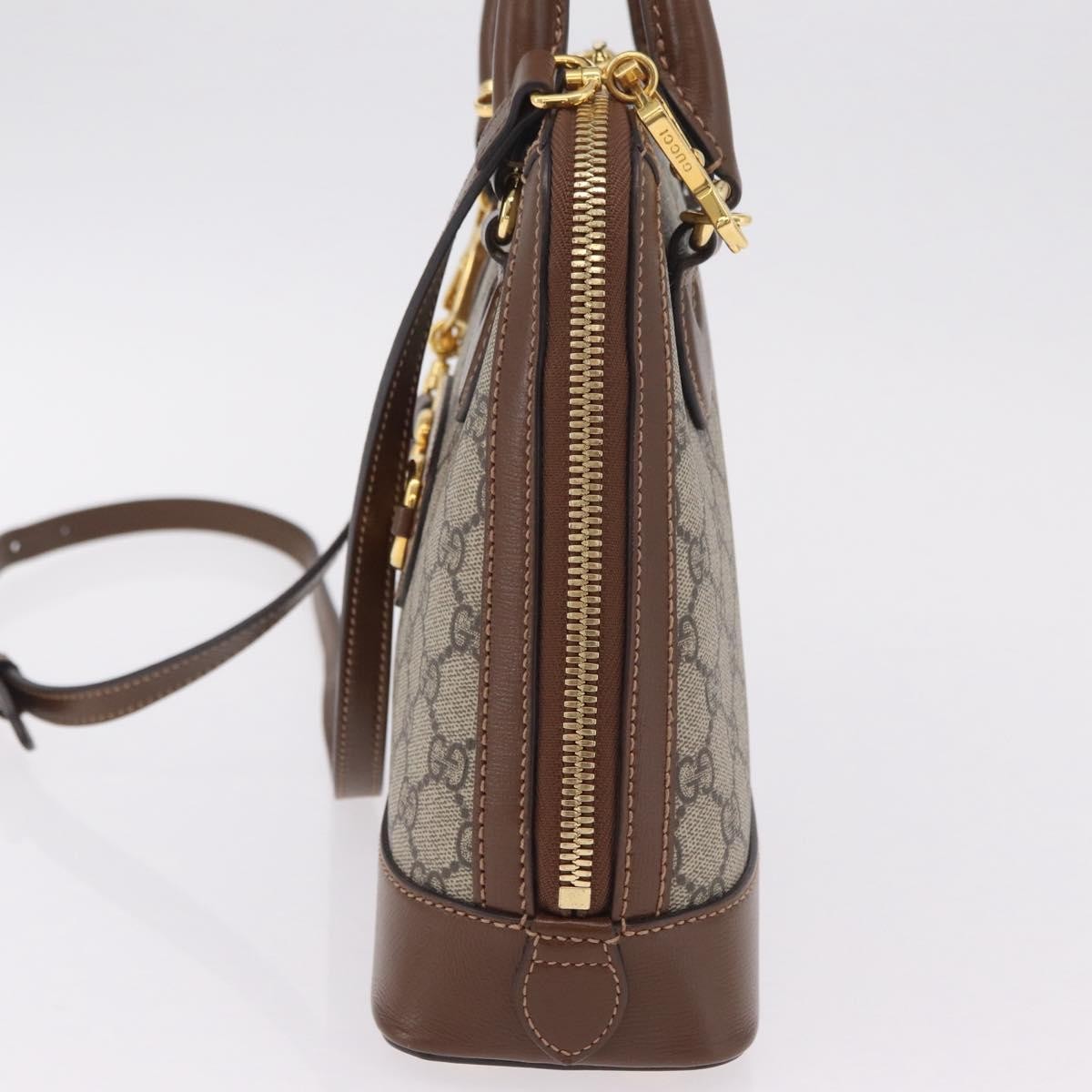Gucci Horsebit 1955 Top Handle Gg Coated Canvas With Leather Beige Canvas Handbag (Pre-Owned)