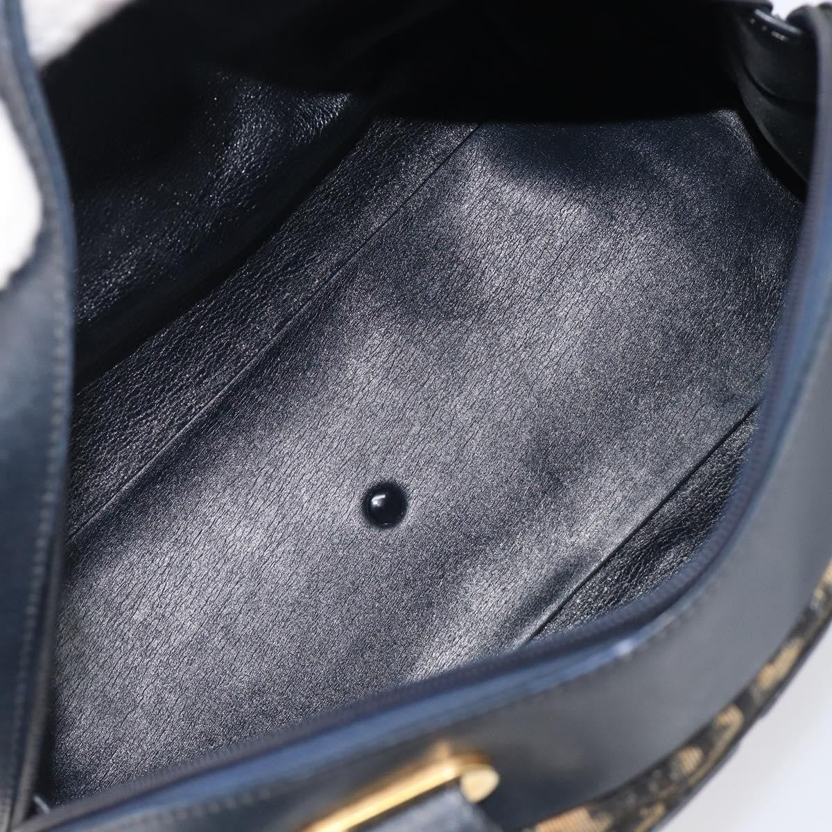 Christian Dior Detective Handle Leather Navy Canvas Handbag (Pre-Owned)