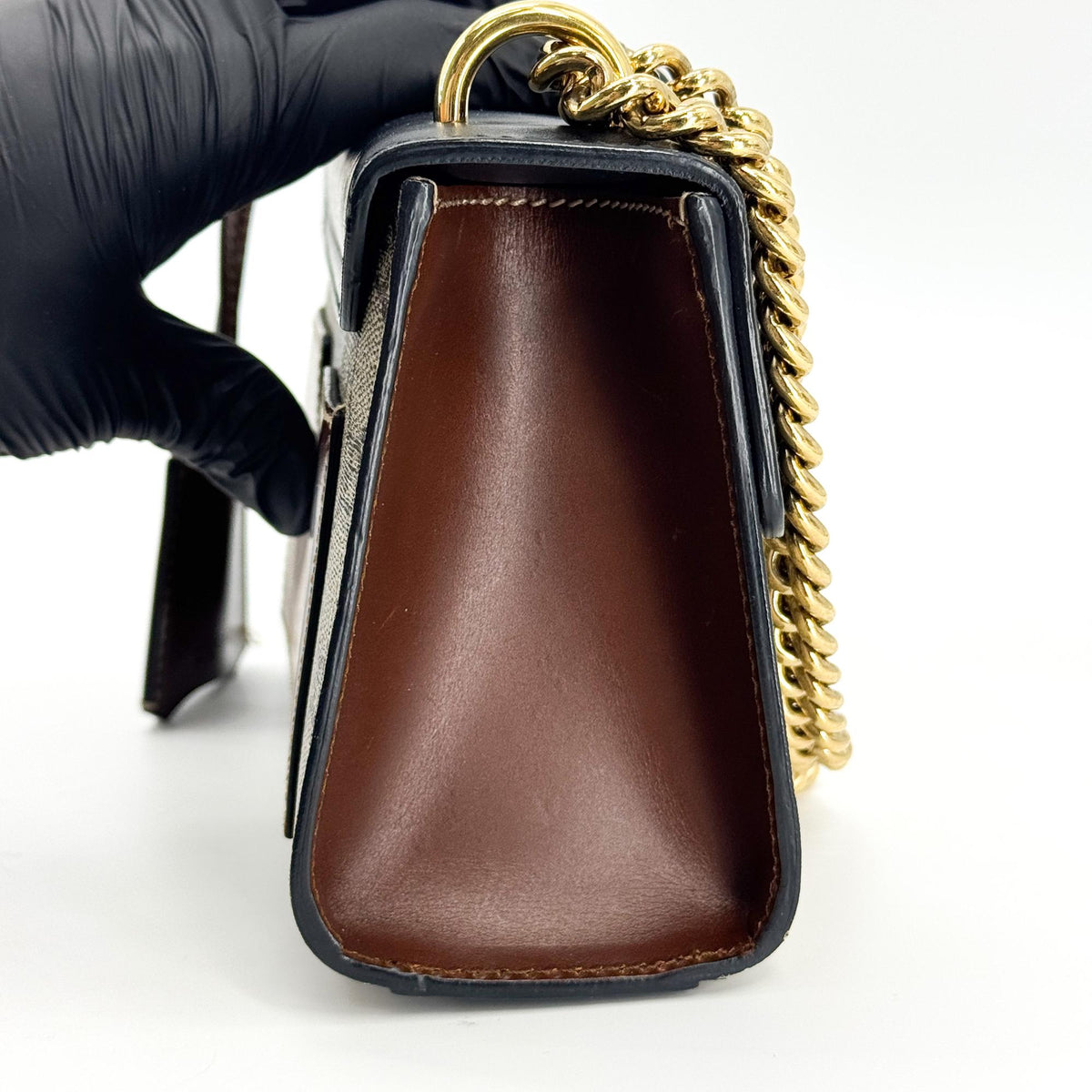 Gucci Padlock Top Handle Gg Coated Canvas And Leather Black Canvas Handbag (Pre-Owned)