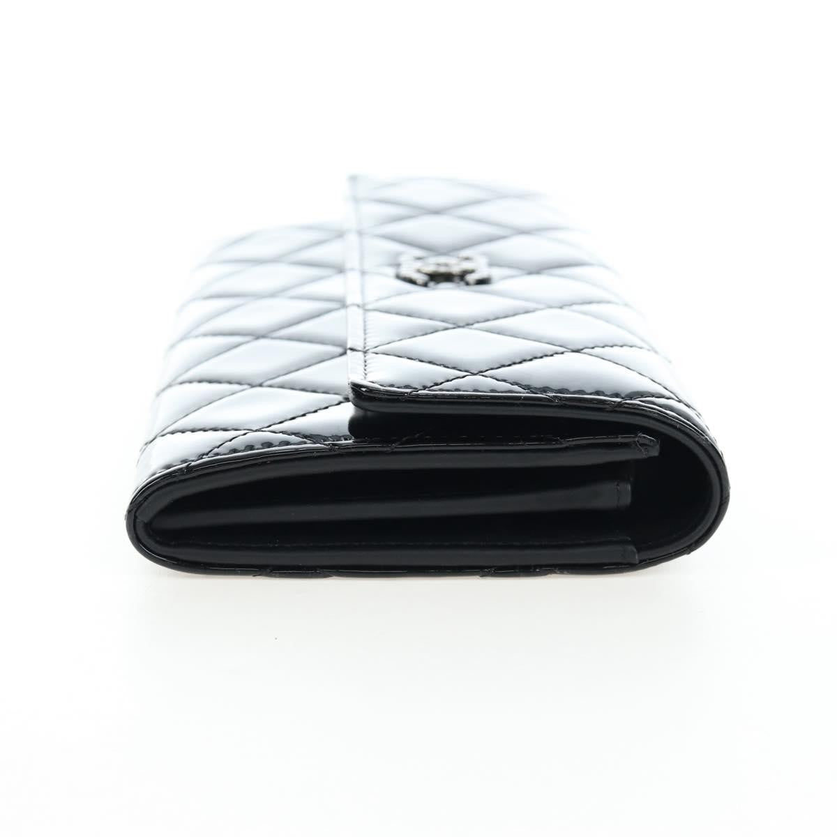 Chanel Cc French Flap Quilted Patent Leather Black Patent_Leather Wallets Accessory (Pre-Owned)