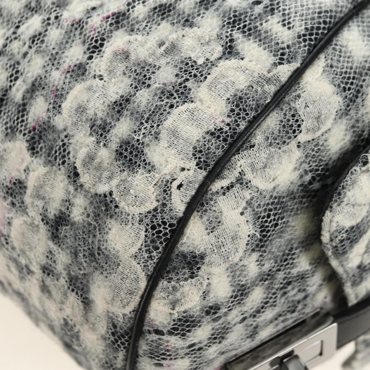 Chanel Vintage Camellia Flap Camera Quilted Tweed White Wool Shoulder Bag Bag (Pre-Owned)