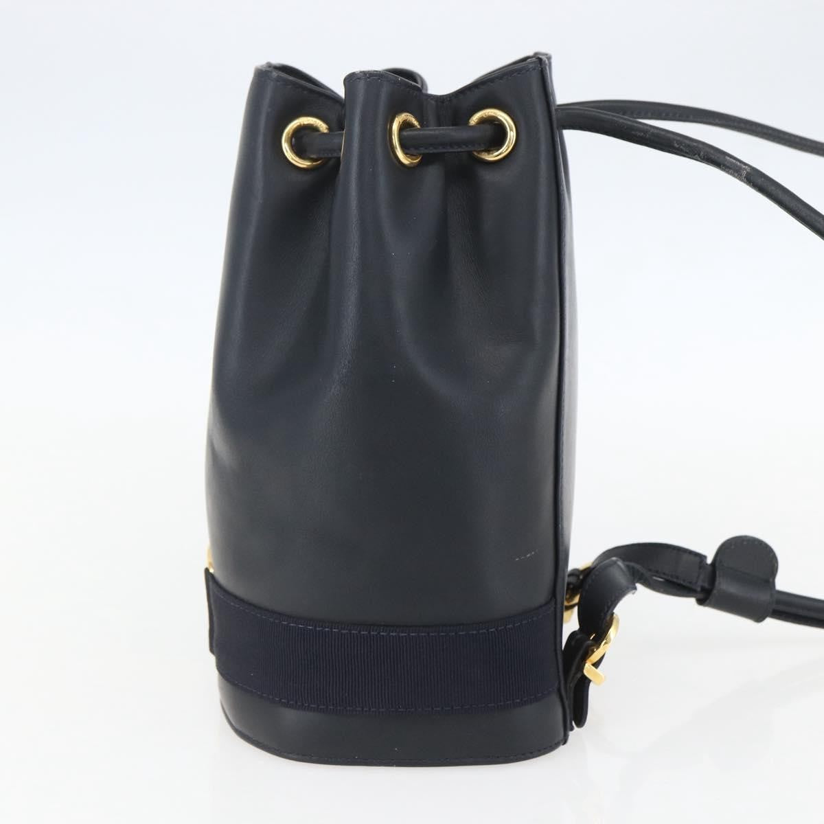 Salvatore Ferragamo Vala Leather Navy Leather Backpack Bag (Pre-Owned)