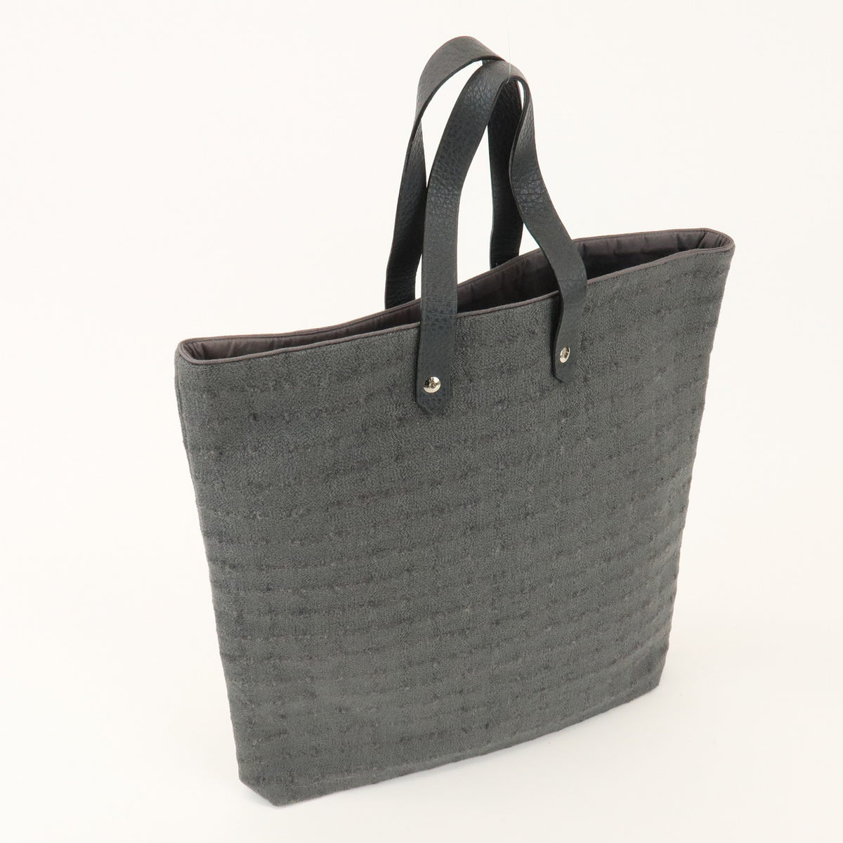 Hermes Ahmedabad Woven Leather And Canvas Gray Canvas Tote Bag Bag (Pre-Owned)