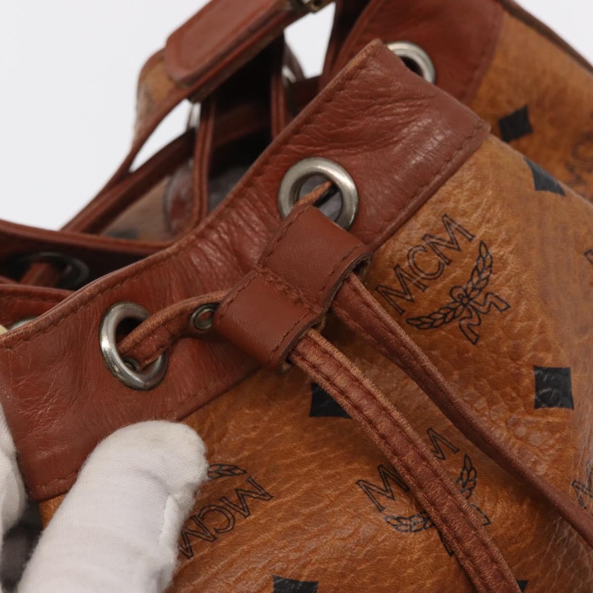 MCM Visetos Canvas And Leather Brown Canvas Shoulder Bag Bag (Pre-Owned)