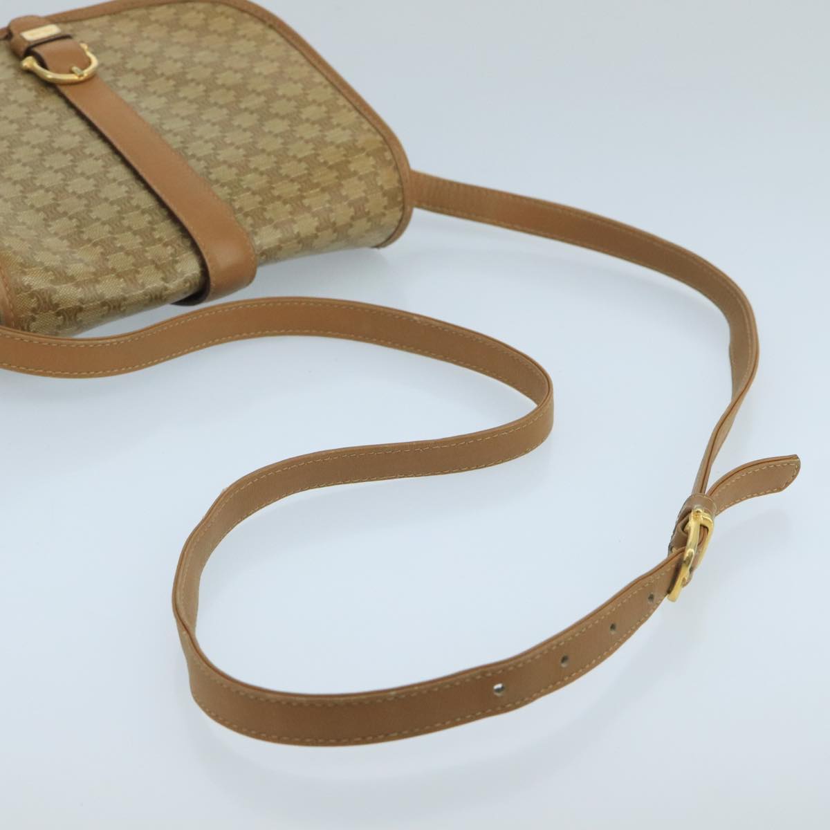 Céline Triomphe Beige Canvas Shoulder Bag (Pre-Owned)