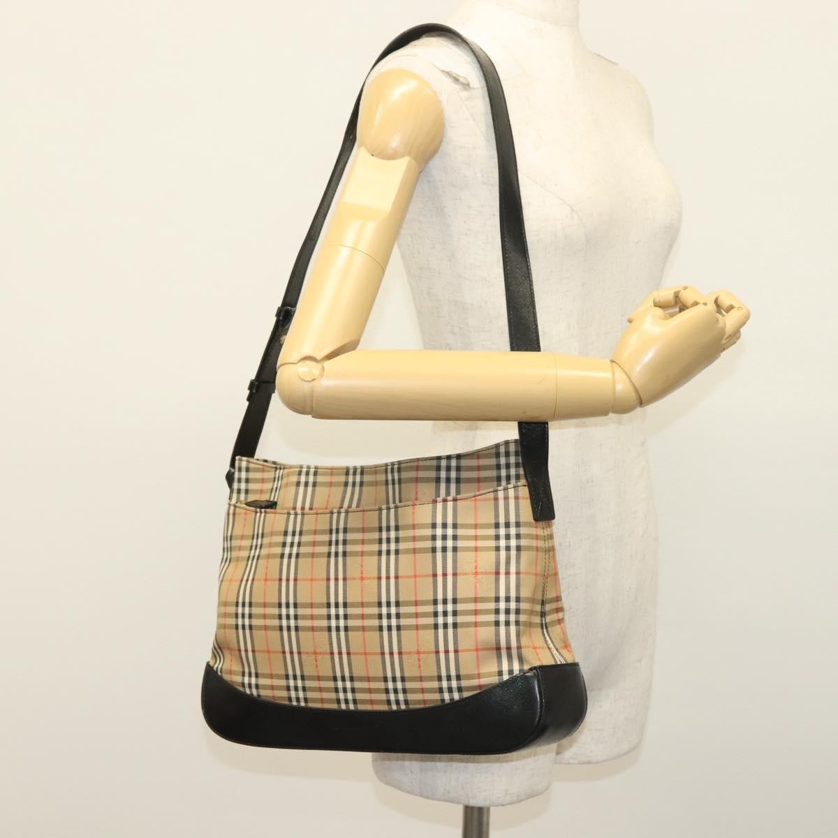 Burberry Shoulder Nova Check Canvas Beige Canvas Bag (Pre-Owned)