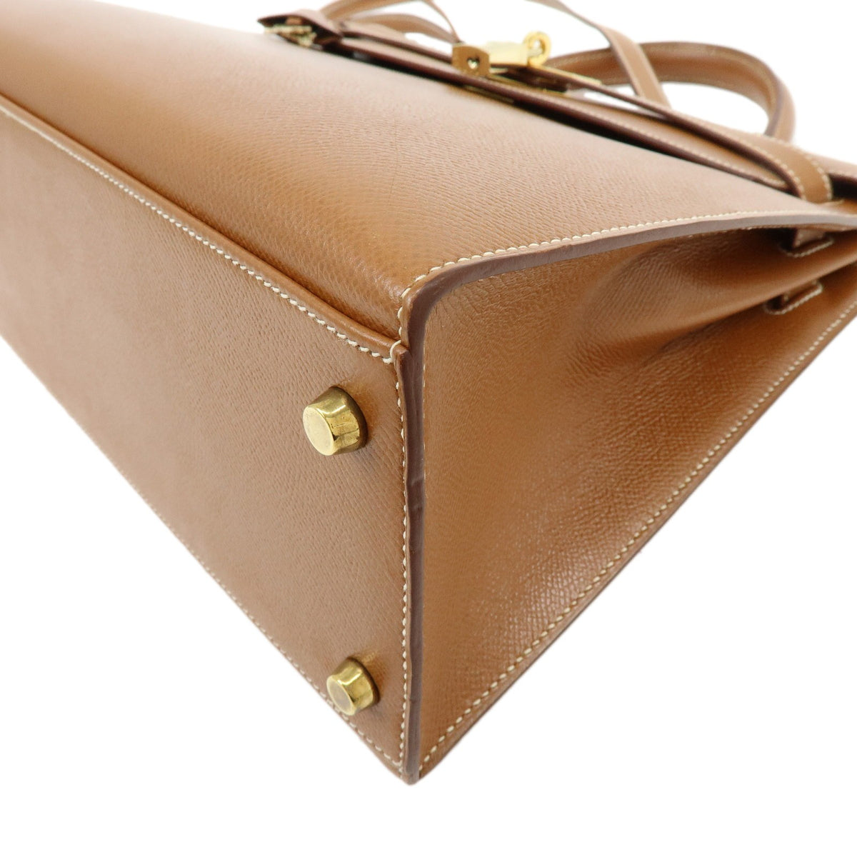 Hermes Kelly Brown Courchevel With Gold Hardware Camel Leather Handbag (Pre-Owned)