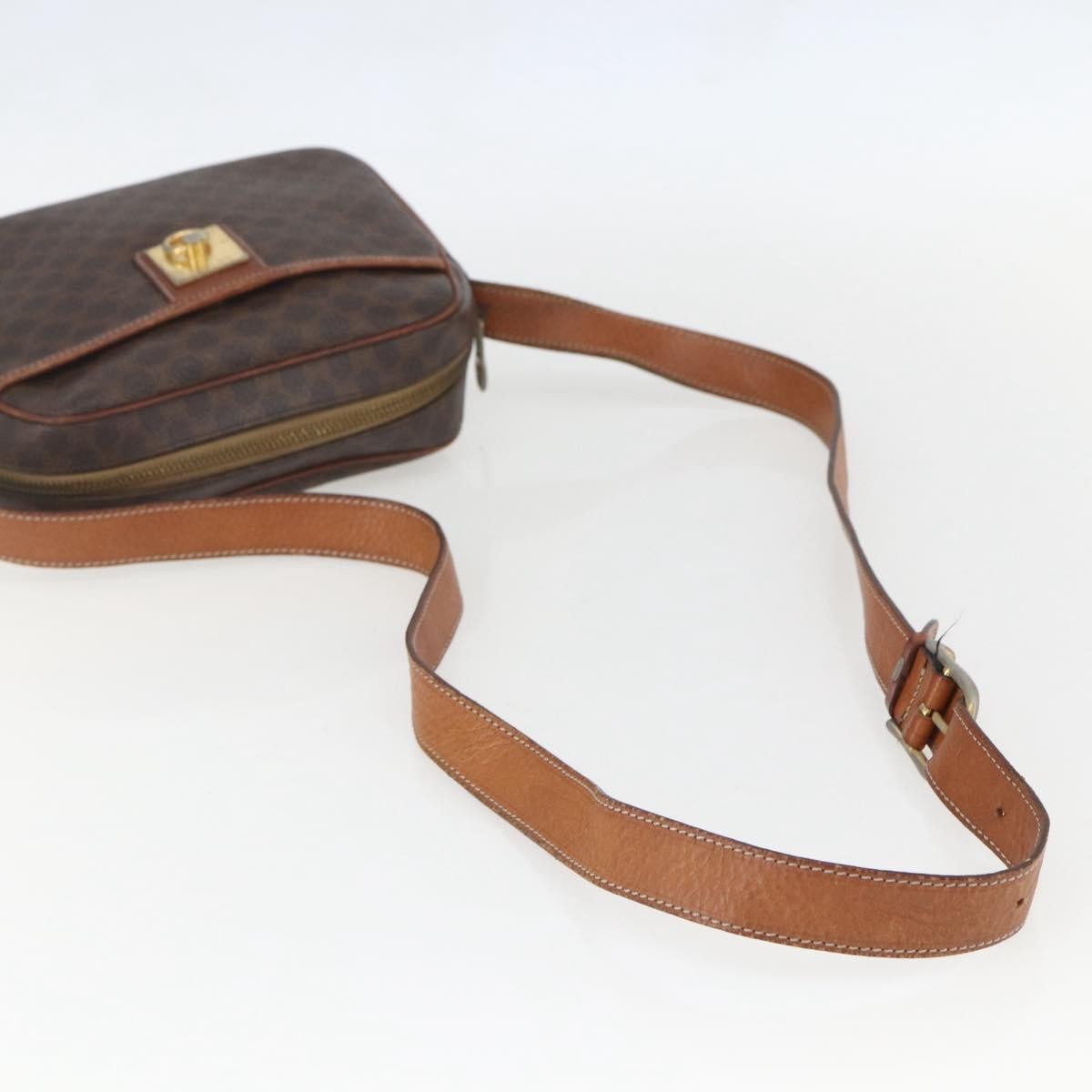 Celine Vintage Macadam Canvas And Leather Brown Canvas Shoulder Bag Bag (Pre-Owned)