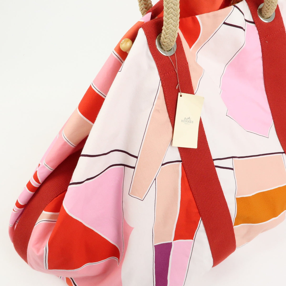 Hermes Drapeaux Au Vent Printed Canvas Multicolour Canvas Handbag (Pre-Owned)
