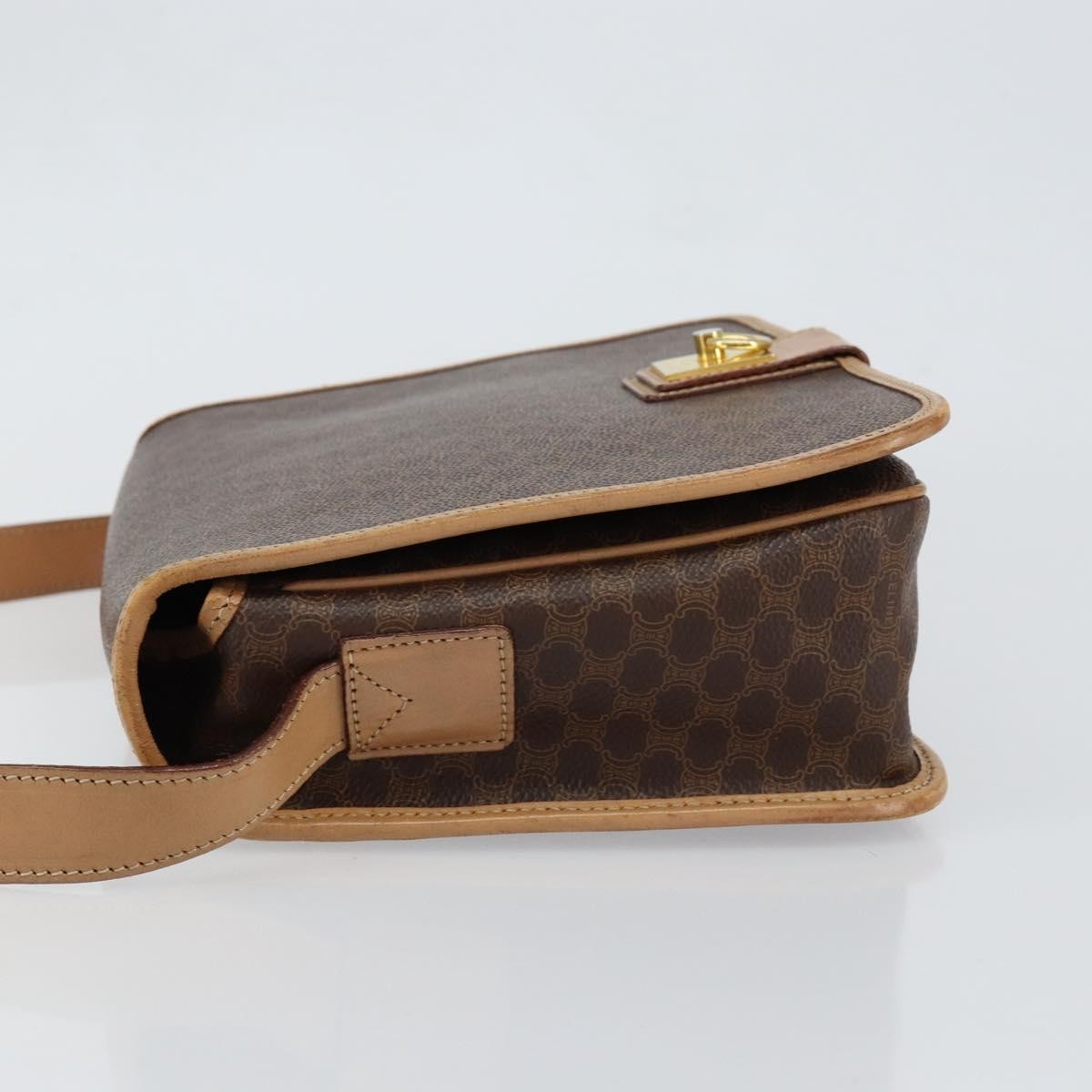 Celine Vintage Macadam Canvas And Leather Brown Canvas Shoulder Bag Bag (Pre-Owned)