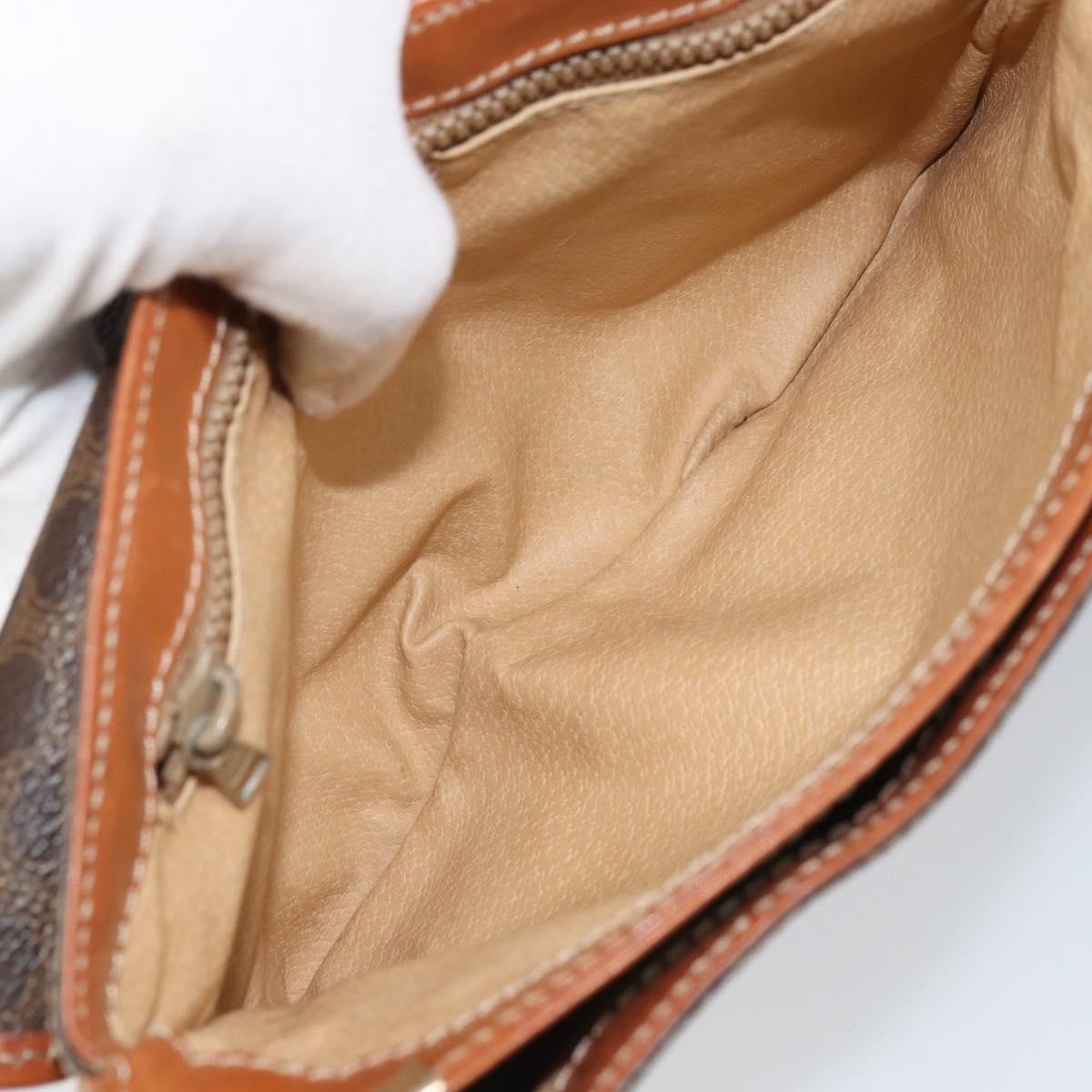 Celine Vintage Macadam Canvas And Leather Brown Canvas Shoulder Bag Bag (Pre-Owned)