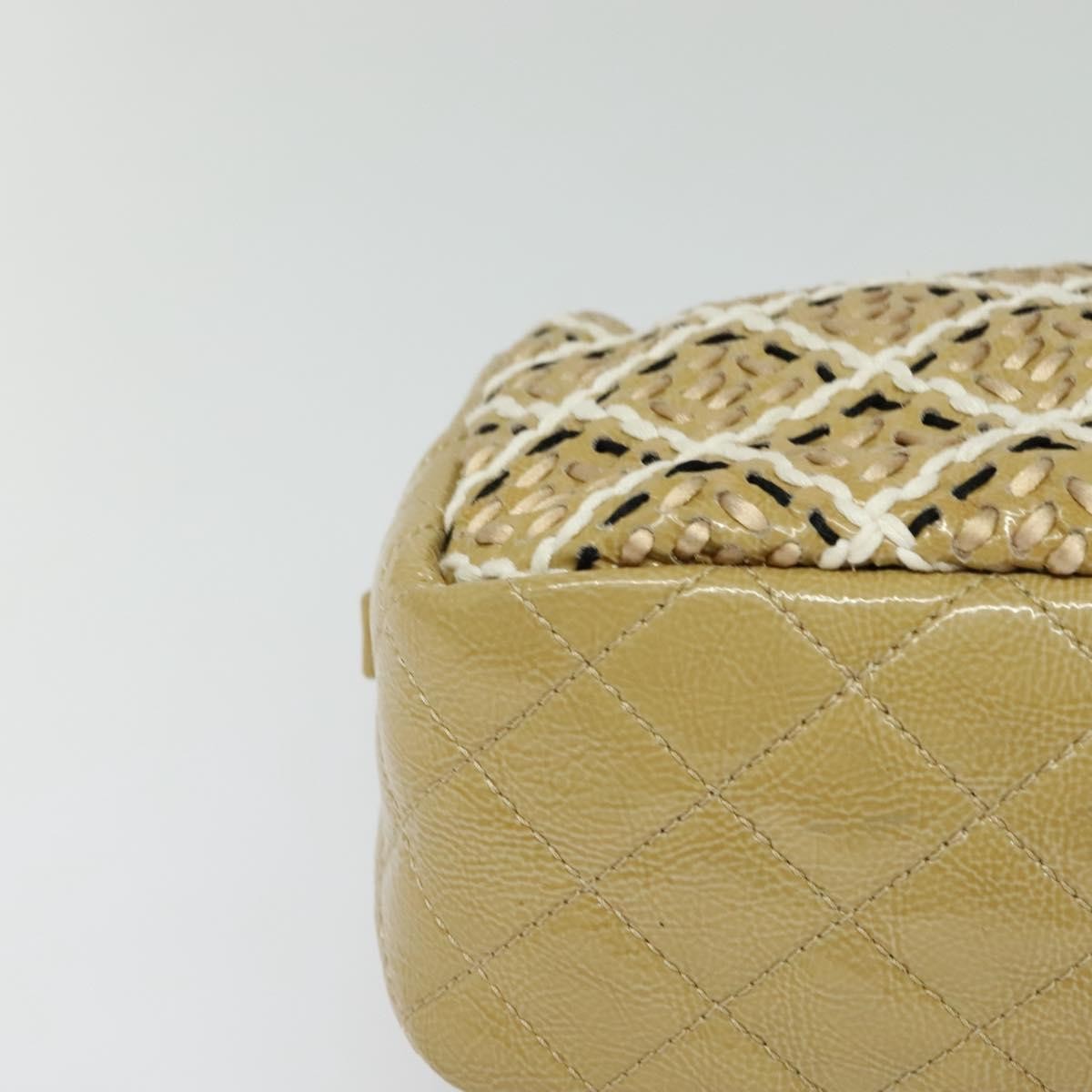 Chanel Camera Case Woven Stitch Patent Beige Glass Shoulder Bag Bag (Pre-Owned)