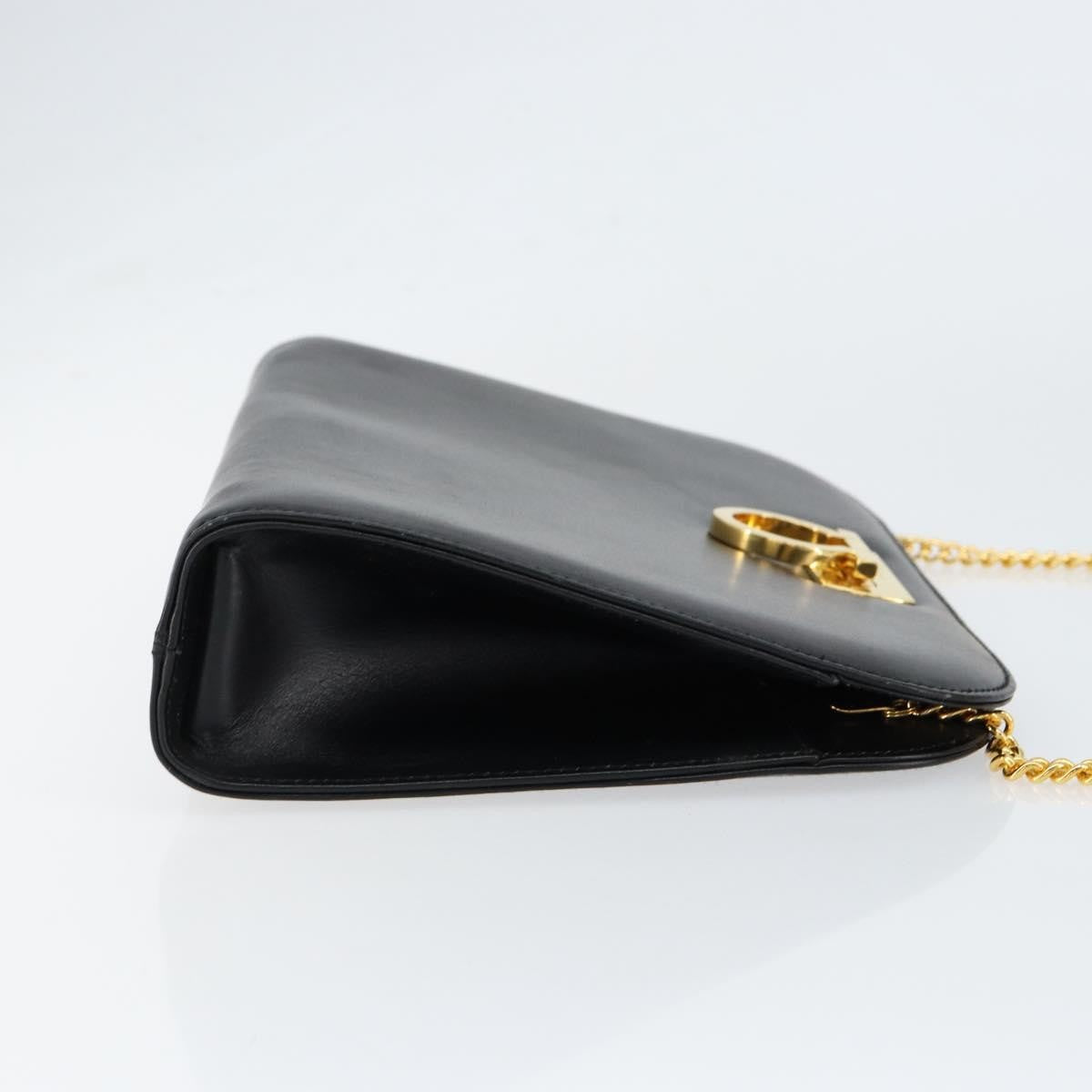 Salvatore Ferragamo Vintage Gancini Chain Leather Black Leather Shoulder Bag Bag (Pre-Owned)