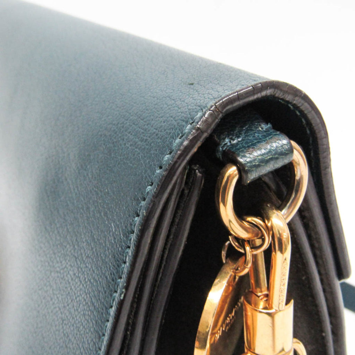 Givenchy Gv3 Flap Leather With Suede Blue Leather Handbag (Pre-Owned)