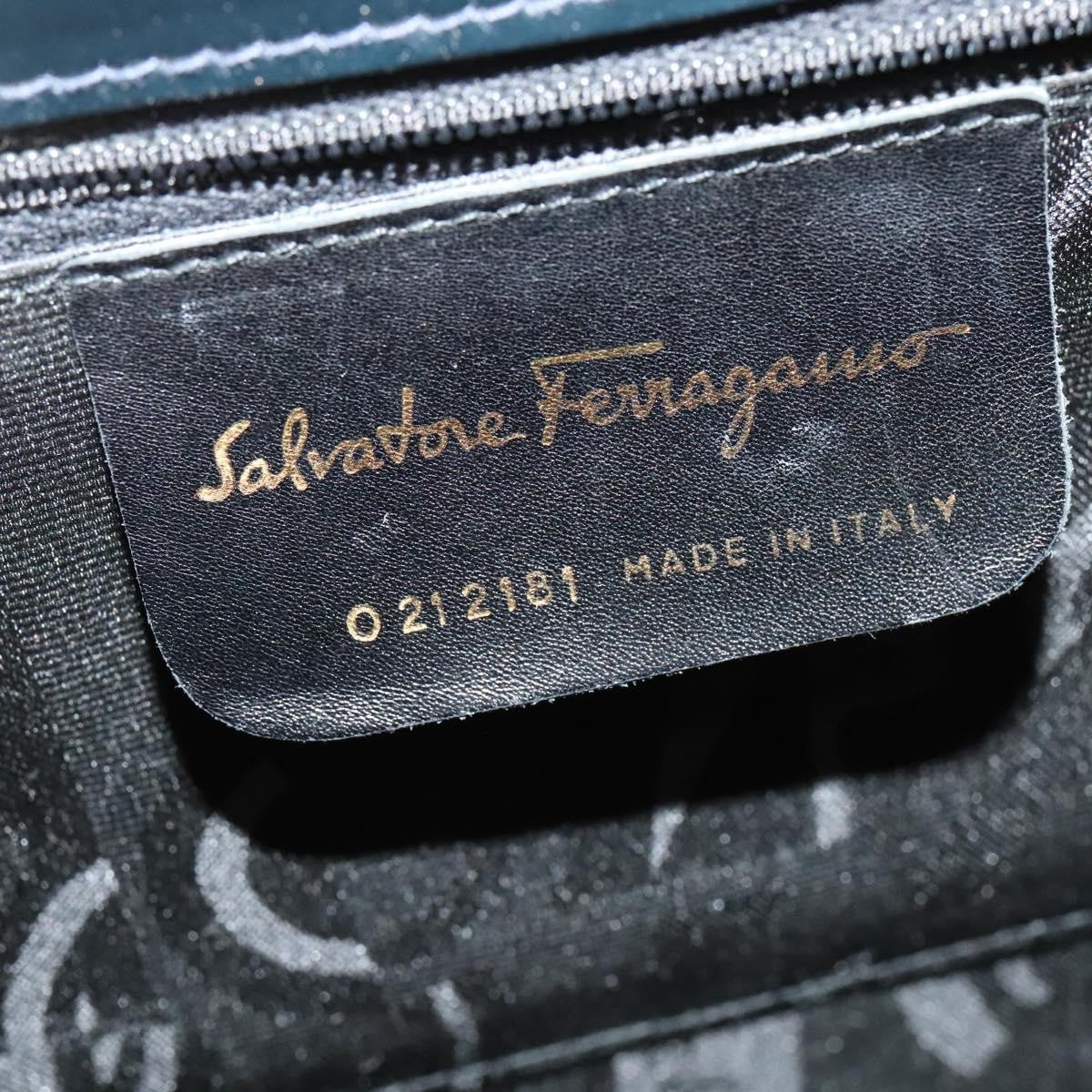 Salvatore Ferragamo Gancini Convertible Top Handle Leather Black Leather Handbag (Pre-Owned)