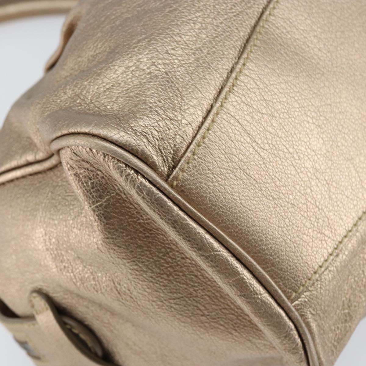 Salvatore Ferragamo Gancini Tote Leather Gold Leather Tote Bag Bag (Pre-Owned)