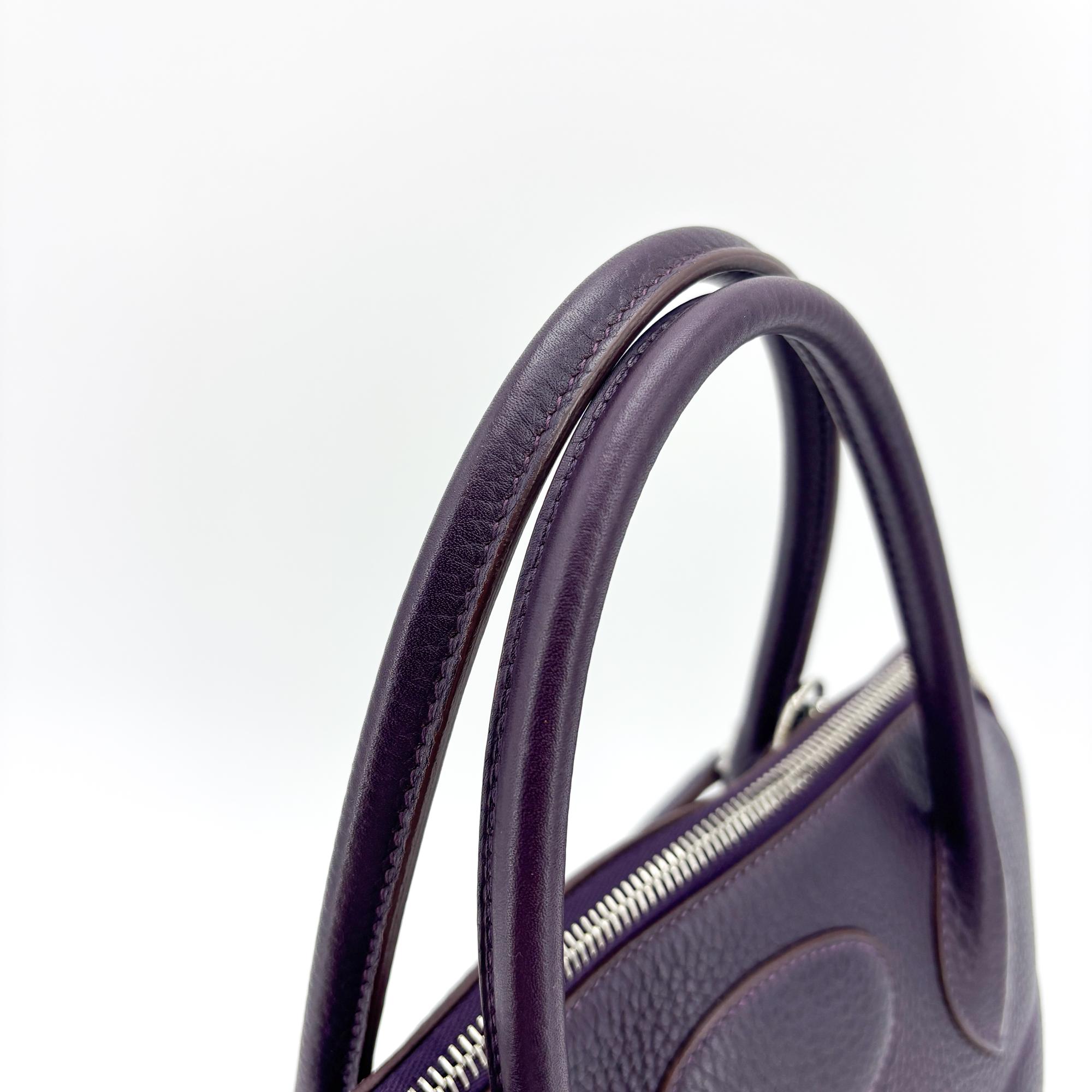 Hermes Bolide Clemence Purple Leather Handbag (Pre-Owned)