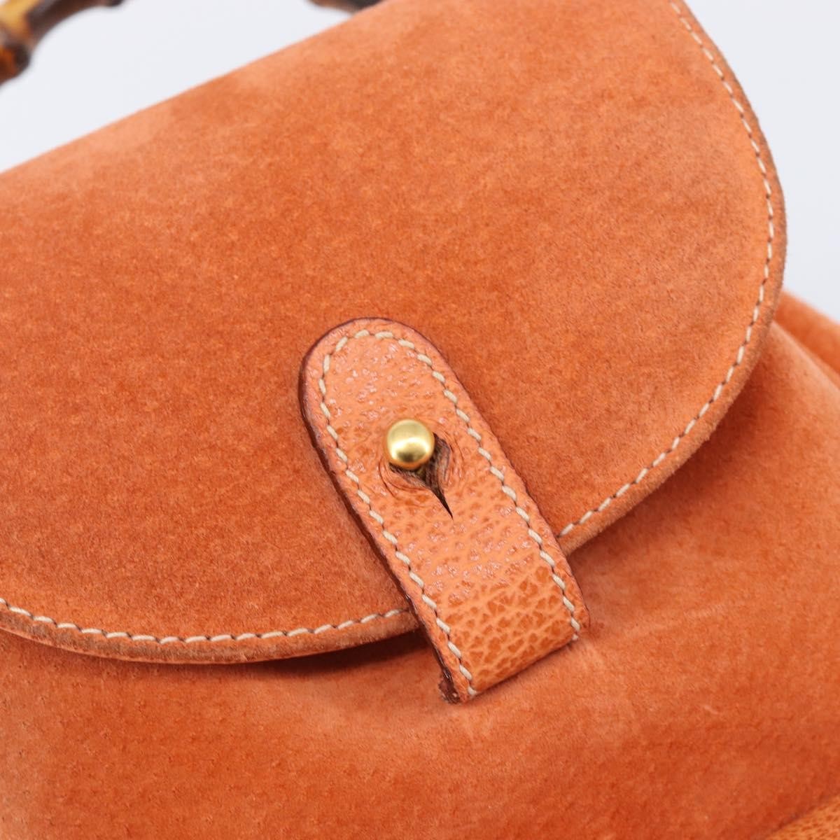 Gucci Vintage Bamboo Suede Orange Suede Backpack Bag (Pre-Owned)