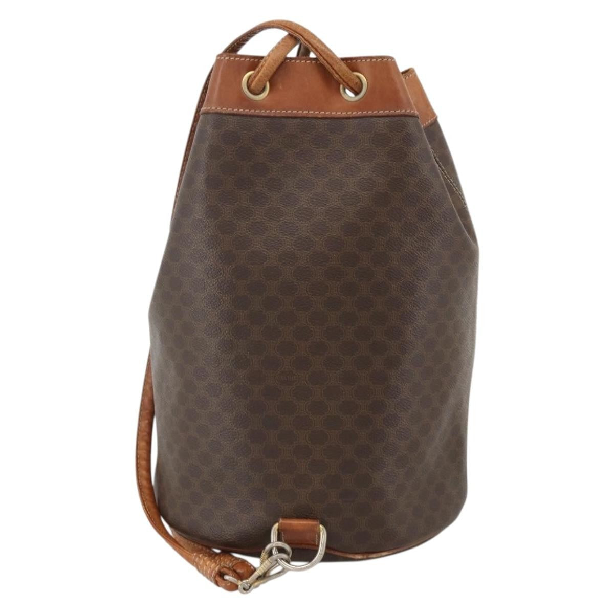 Celine Vintage Macadam Canvas And Leather Brown Canvas Backpack Bag (Pre-Owned)