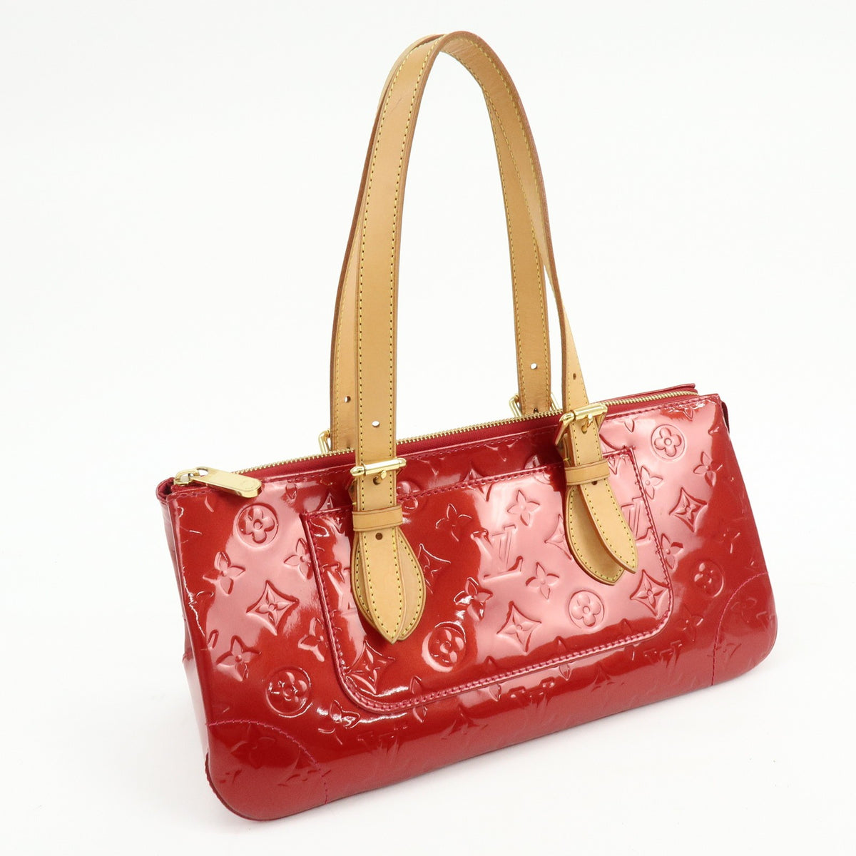 Louis Vuitton Rosewood Avenue Monogram Vernis Red Patent_Leather Handbag (Pre-Owned)