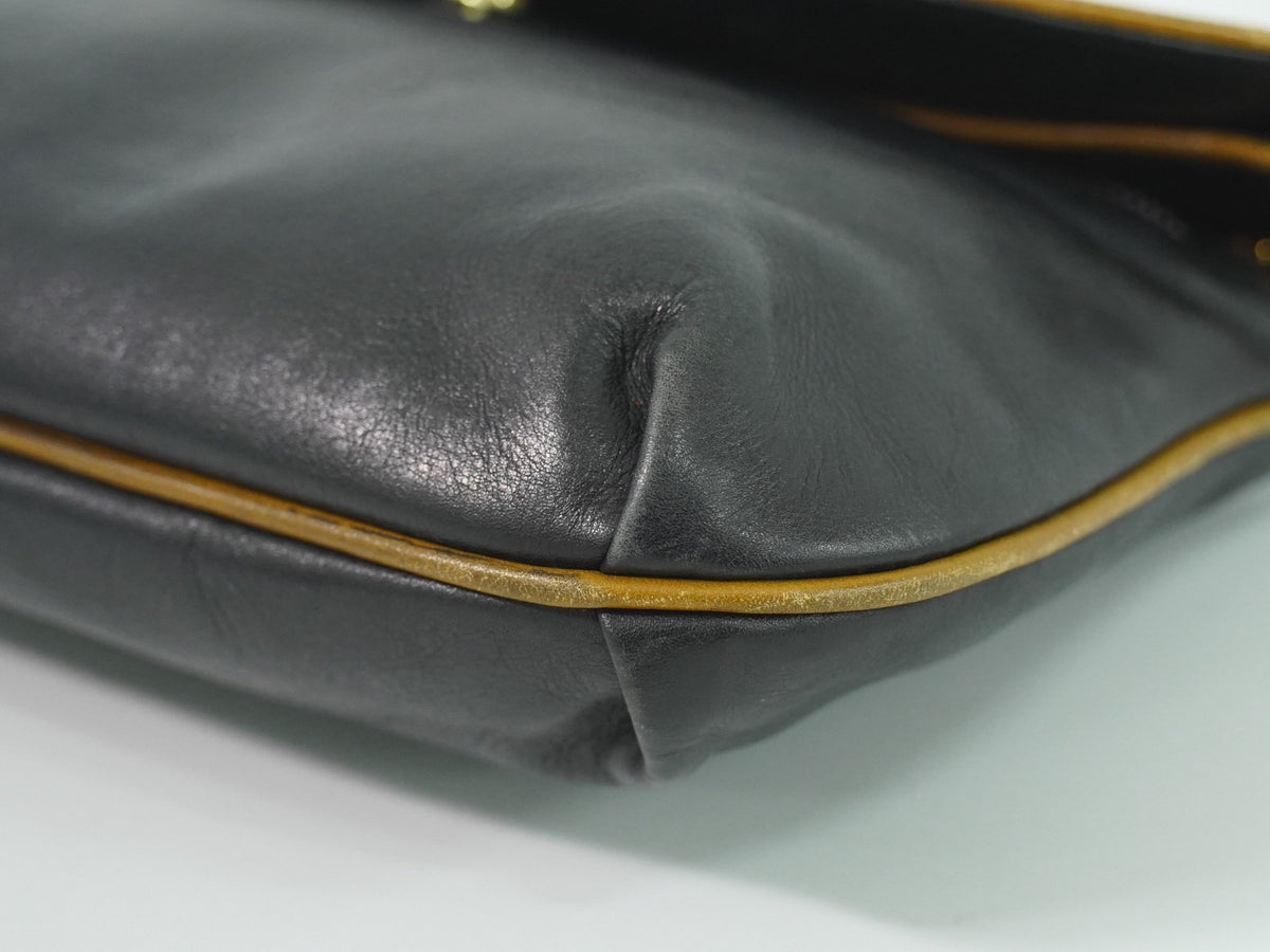 Celine Flap Shoulder Leather Black Leather Shoulder Bag Bag (Pre-Owned)