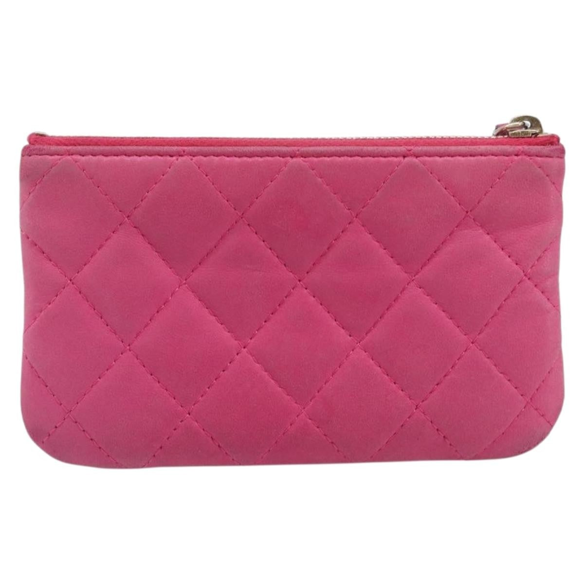 Chanel Cc Zip Coin Purse Quilted Lambskin Pink Leather Wallets Accessory (Pre-Owned)