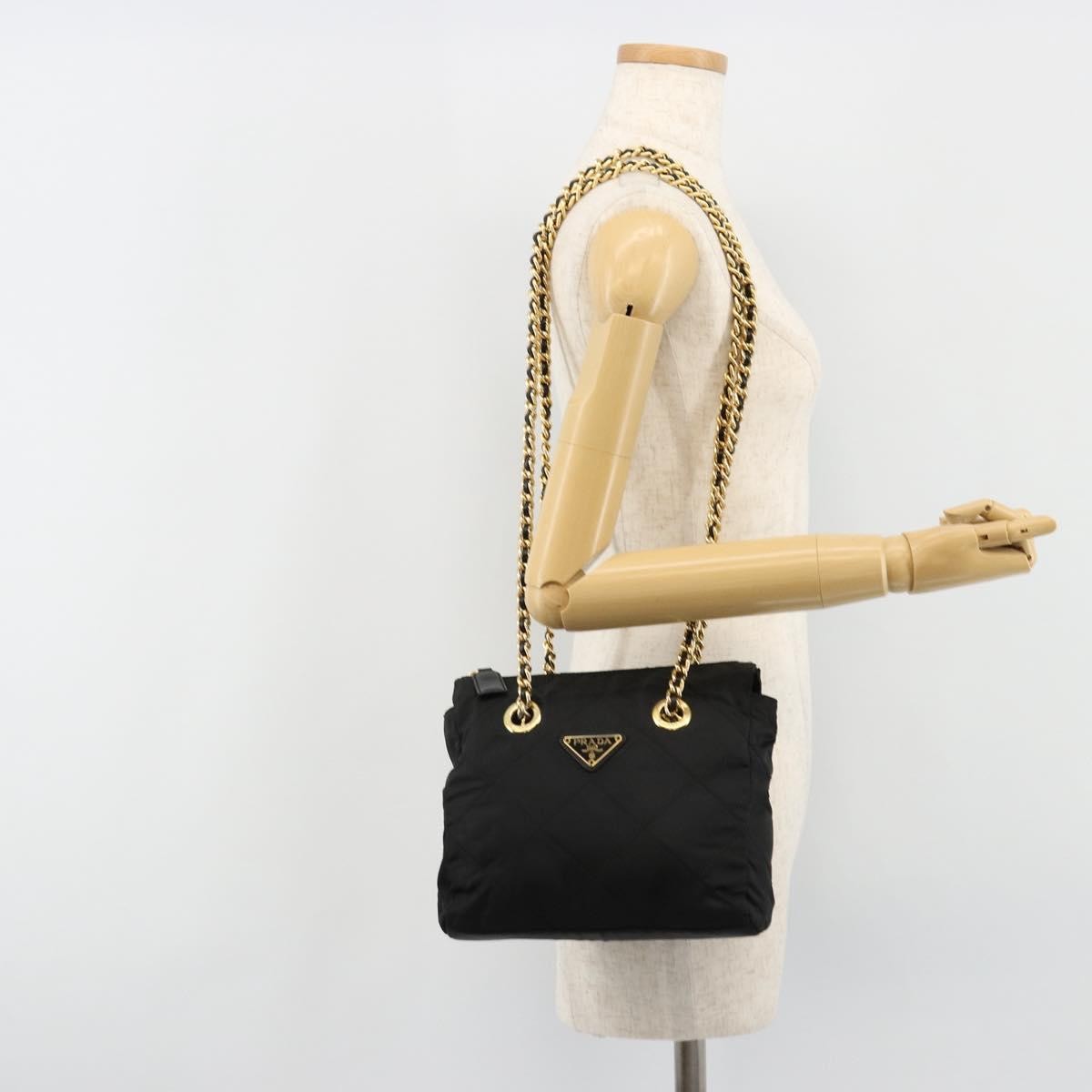 Prada Re-Edition 1995 Chain Quilted Tessuto Black Nylon Shoulder Bag Bag (Pre-Owned)