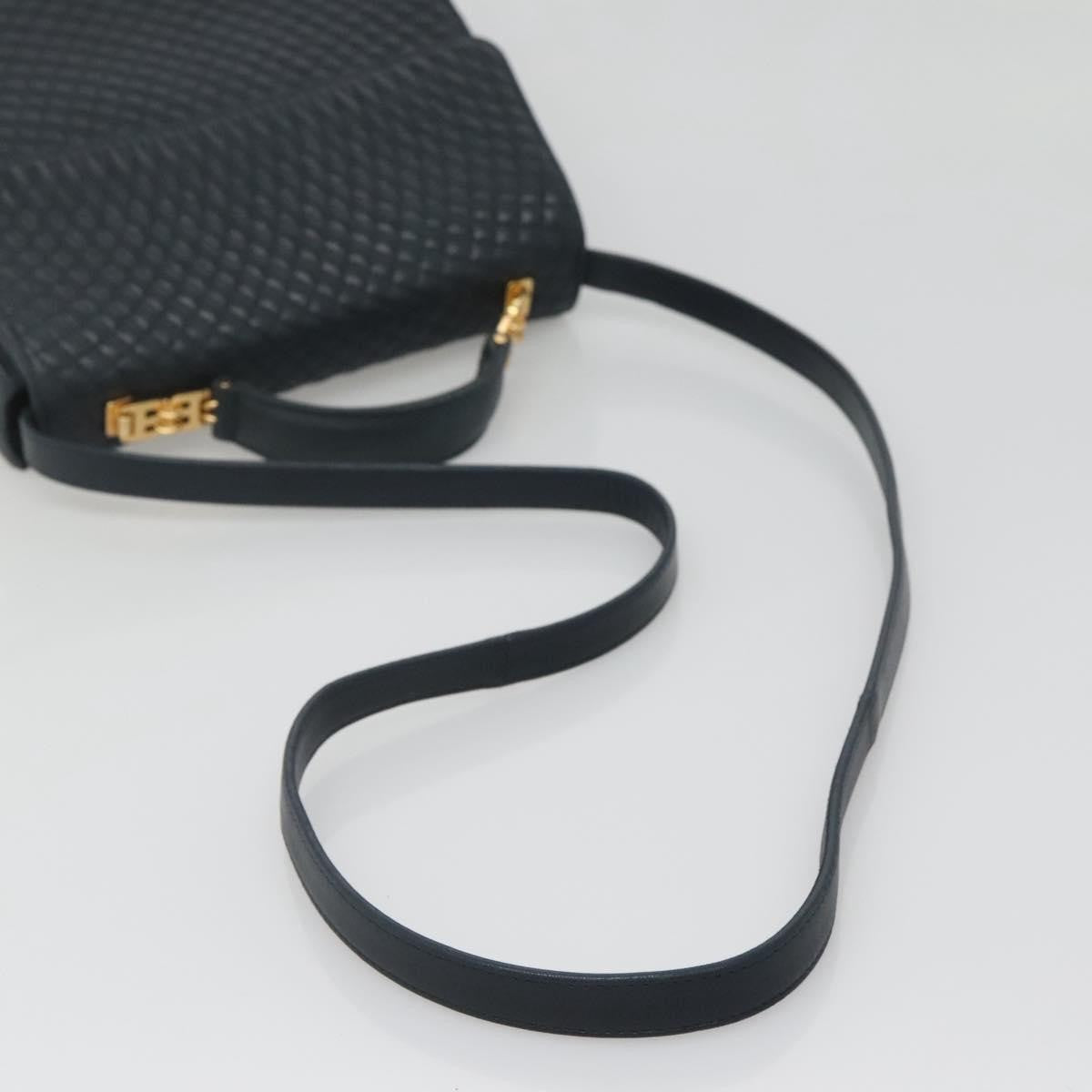 Bally Vintage Quilted Leather Navy Leather Handbag (Pre-Owned)