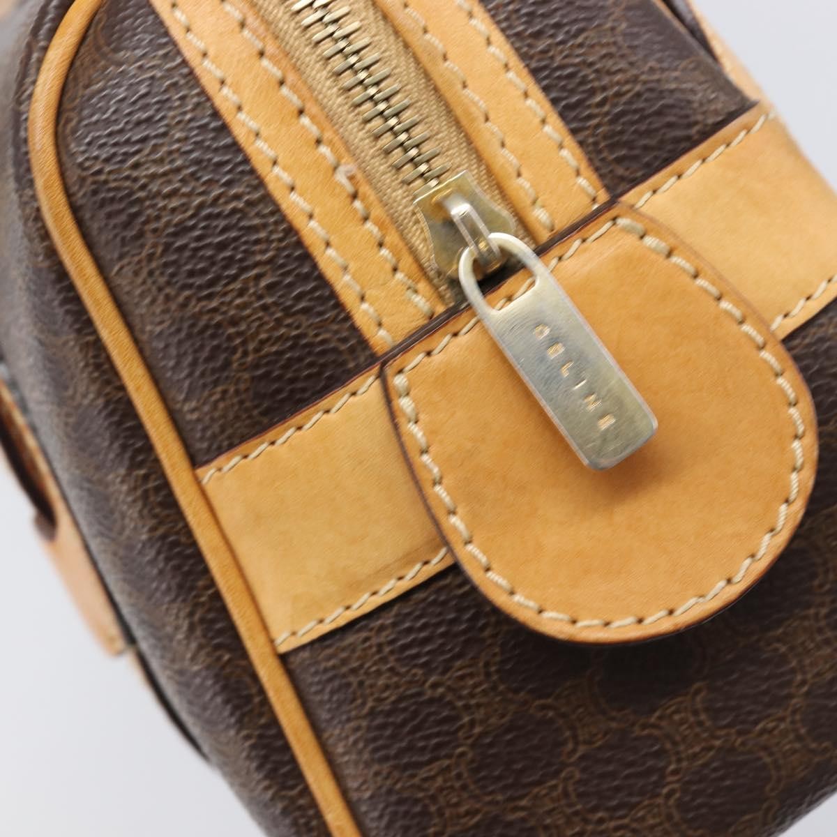 Celine Vintage Shoulder Bag Macadam Canvas & Leather Brown Pvc Shoulder Bag Bag (Pre-Owned)