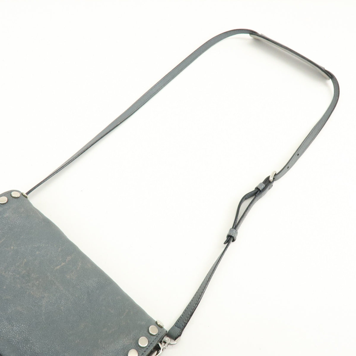 Prada Etiquette Flap Studded Tessuto Gray Leather Handbag (Pre-Owned)